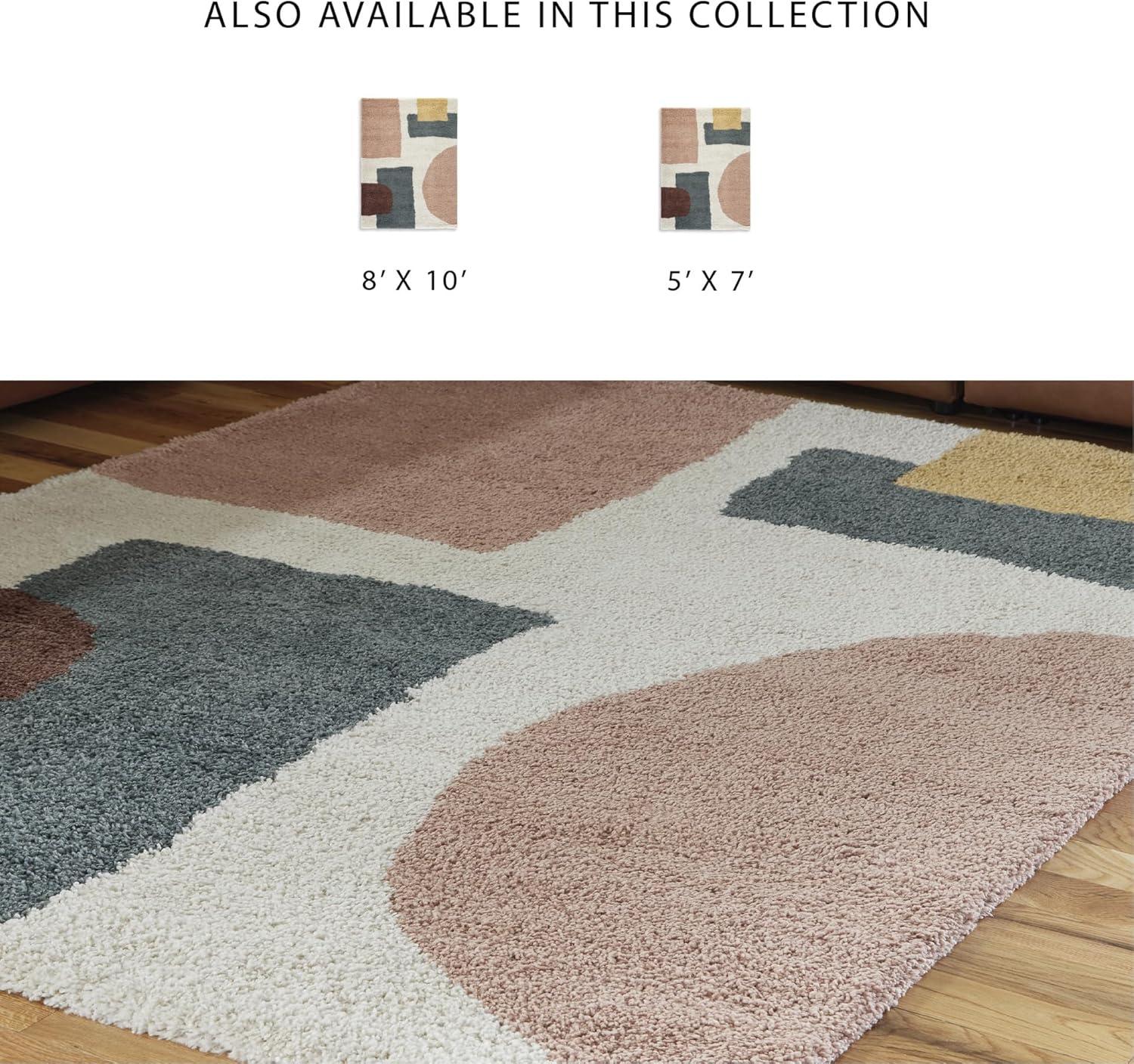 imageSignature Design by Ashley Qaabiz Bohemian 8 x 10 Indoor Medium Pile Geometric Area Rug Light Brown ampamp BlackCreamPinkGray