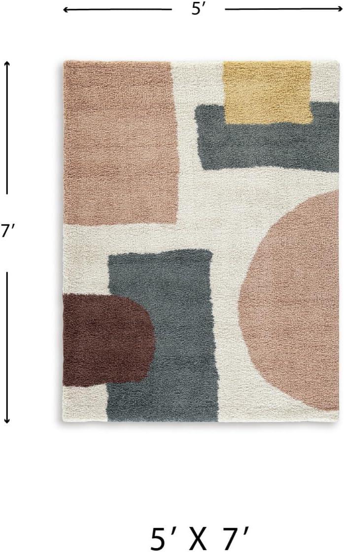 imageSignature Design by Ashley Qaabiz Bohemian 8 x 10 Indoor Medium Pile Geometric Area Rug Light Brown ampamp BlackCreamPinkGray