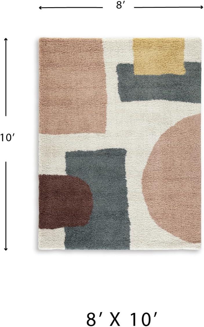 imageSignature Design by Ashley Qaabiz Bohemian 8 x 10 Indoor Medium Pile Geometric Area Rug Light Brown ampamp BlackCreamPinkGray