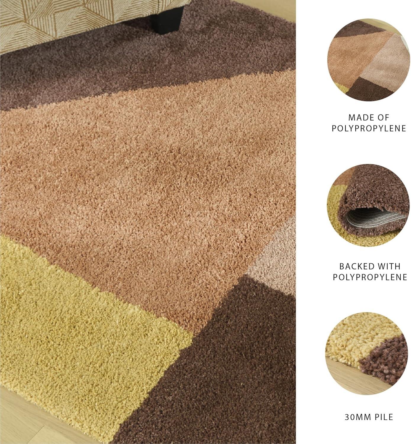 imageSignature Design by Ashley Qaabiz Bohemian 8 x 10 Indoor Medium Pile Geometric Area Rug Light Brown ampamp BlackCreamPinkOcher