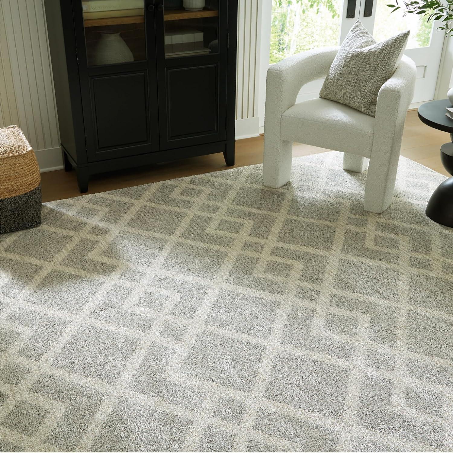 imageSignature Design by Ashley Qaabiz Bohemian 8 x 10 Indoor Medium Pile Geometric Area Rug Light Brown ampamp BlackGrayIvory