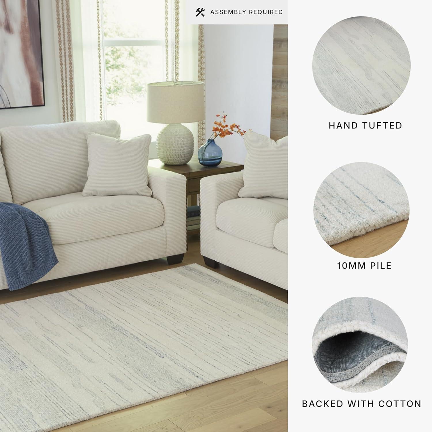 imageSignature Design by Ashley Qaabiz Bohemian 8 x 10 Indoor Medium Pile Geometric Area Rug Light Brown ampamp BlackIvoryBlue