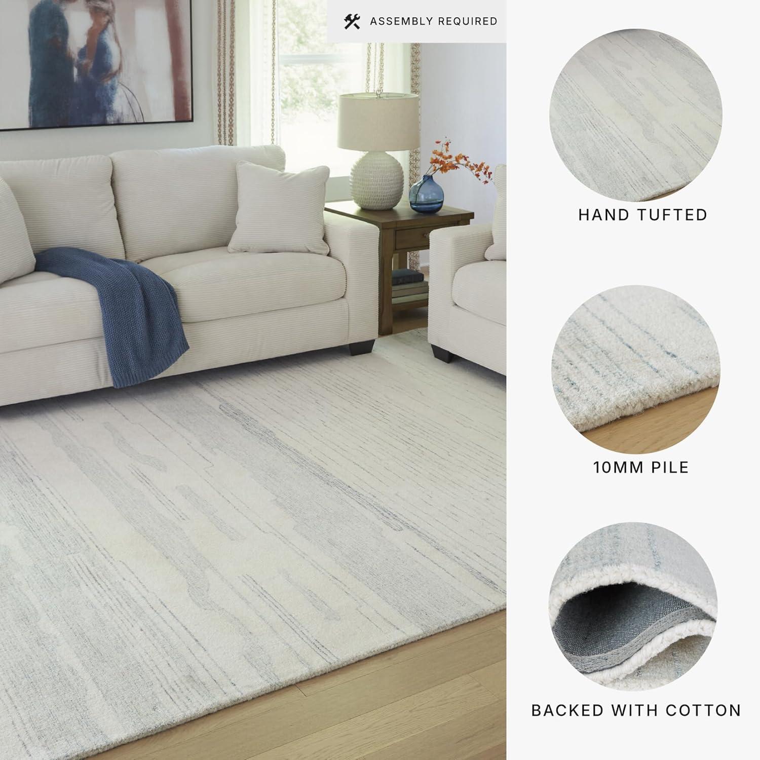 imageSignature Design by Ashley Qaabiz Bohemian 8 x 10 Indoor Medium Pile Geometric Area Rug Light Brown ampamp BlackIvoryBlue