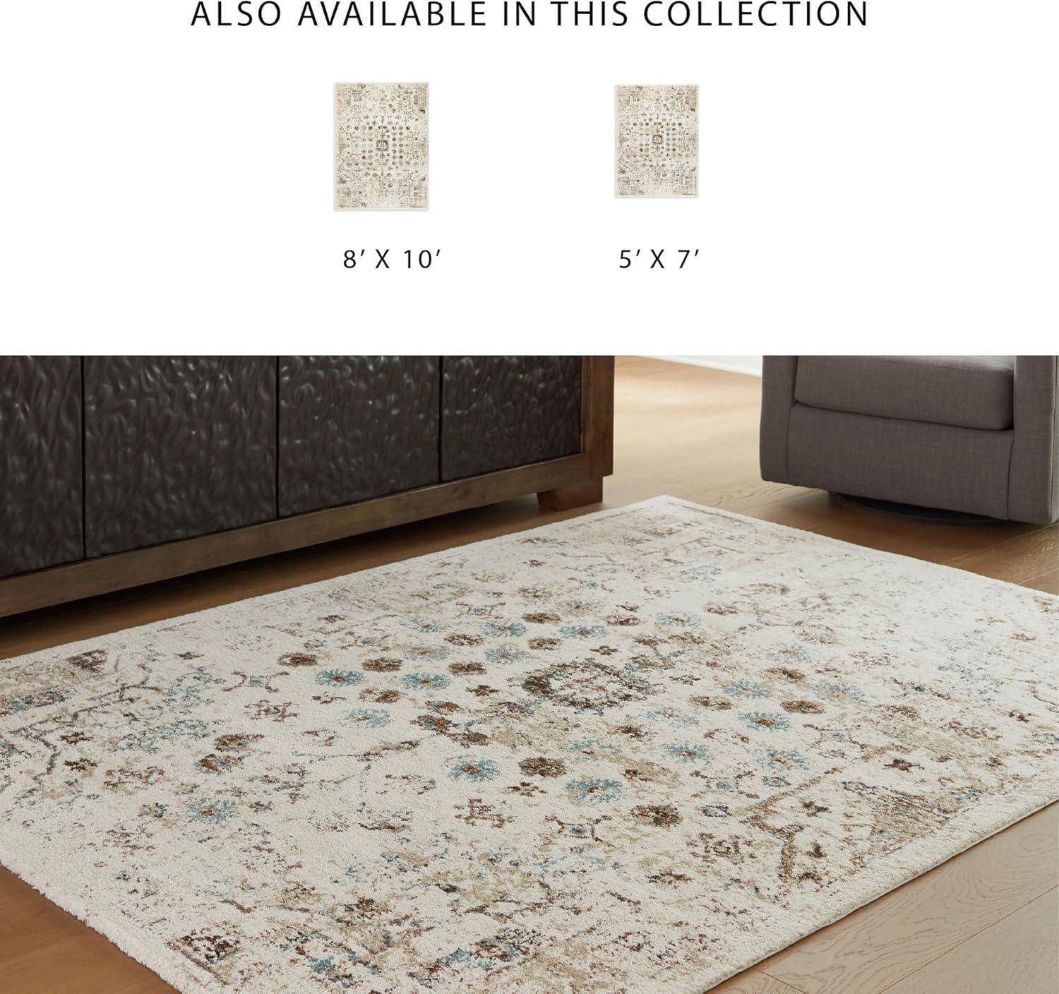 imageSignature Design by Ashley Qaabiz Bohemian 8 x 10 Indoor Medium Pile Geometric Area Rug Light Brown ampamp BlackIvoryBrownTeal