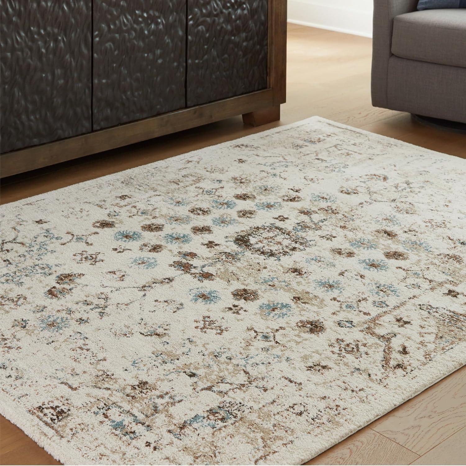 imageSignature Design by Ashley Qaabiz Bohemian 8 x 10 Indoor Medium Pile Geometric Area Rug Light Brown ampamp BlackIvoryBrownTeal