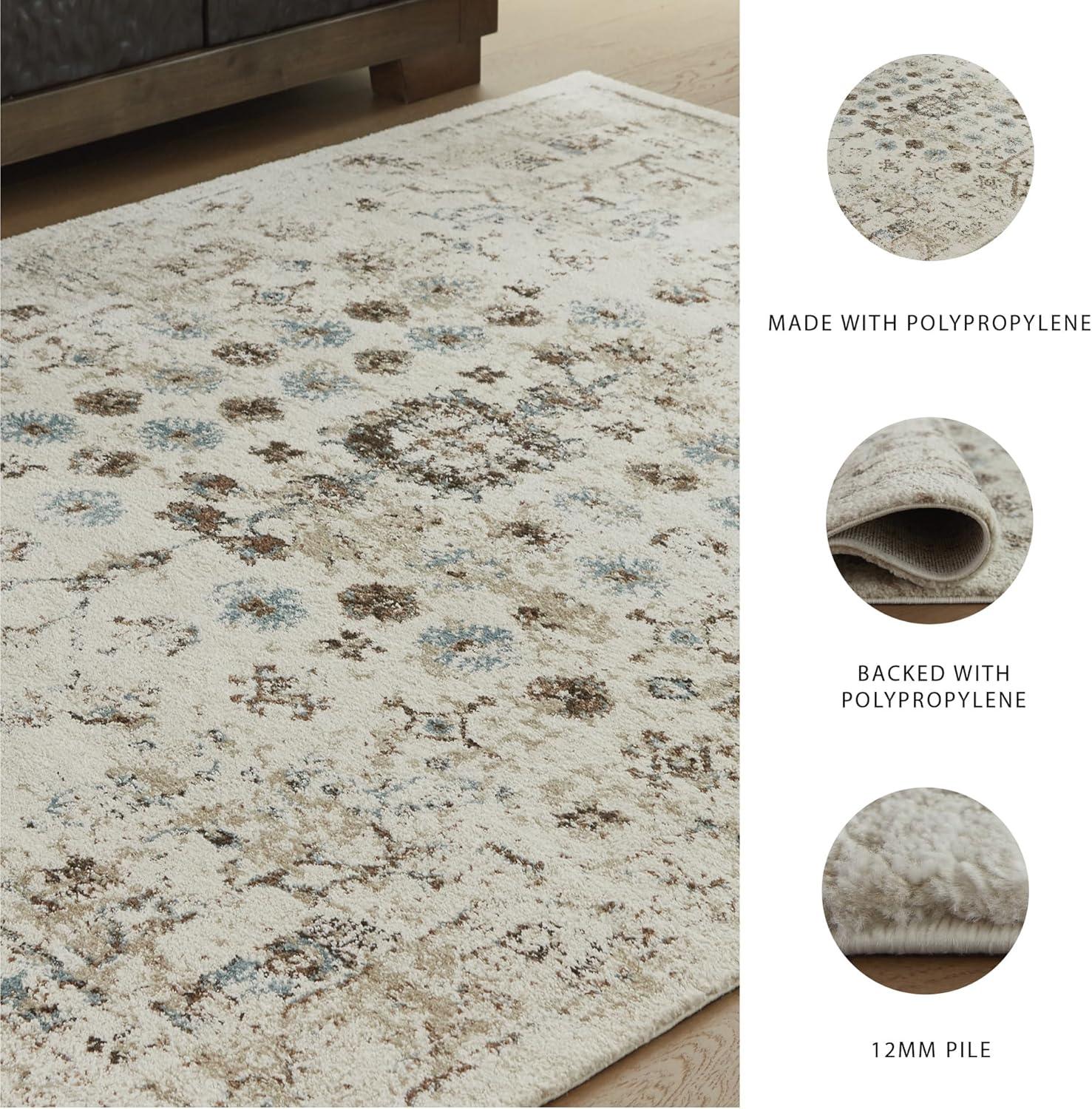 imageSignature Design by Ashley Qaabiz Bohemian 8 x 10 Indoor Medium Pile Geometric Area Rug Light Brown ampamp BlackIvoryBrownTeal