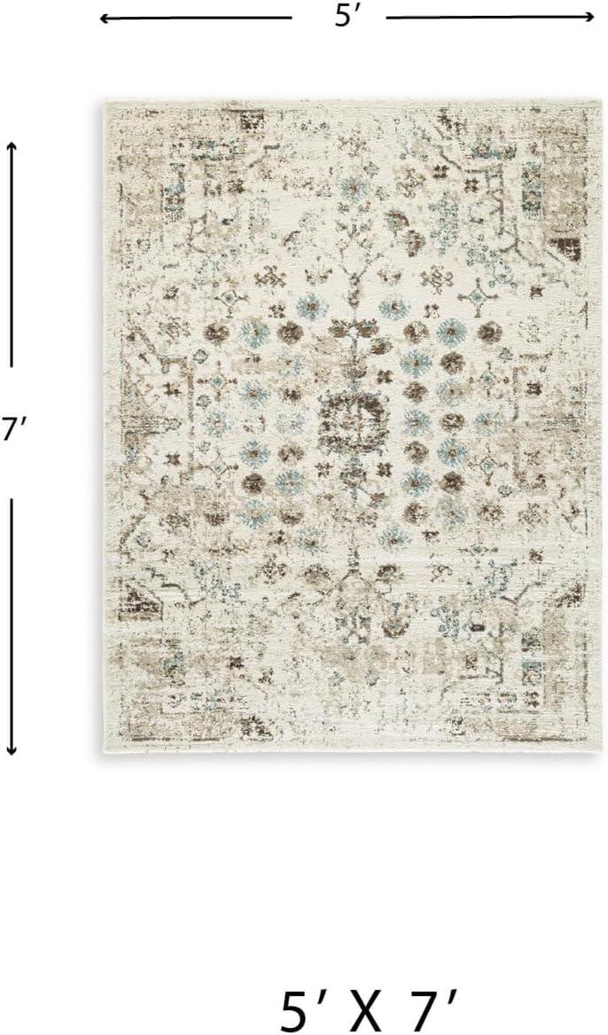 imageSignature Design by Ashley Qaabiz Bohemian 8 x 10 Indoor Medium Pile Geometric Area Rug Light Brown ampamp BlackIvoryBrownTeal