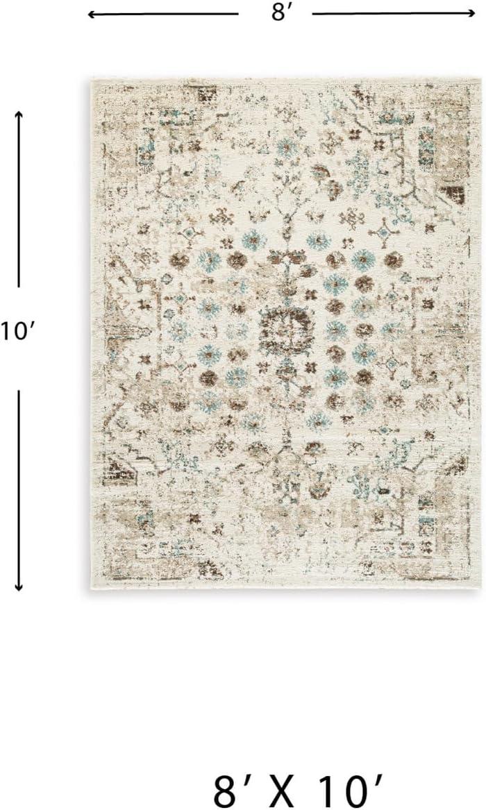 imageSignature Design by Ashley Qaabiz Bohemian 8 x 10 Indoor Medium Pile Geometric Area Rug Light Brown ampamp BlackIvoryBrownTeal