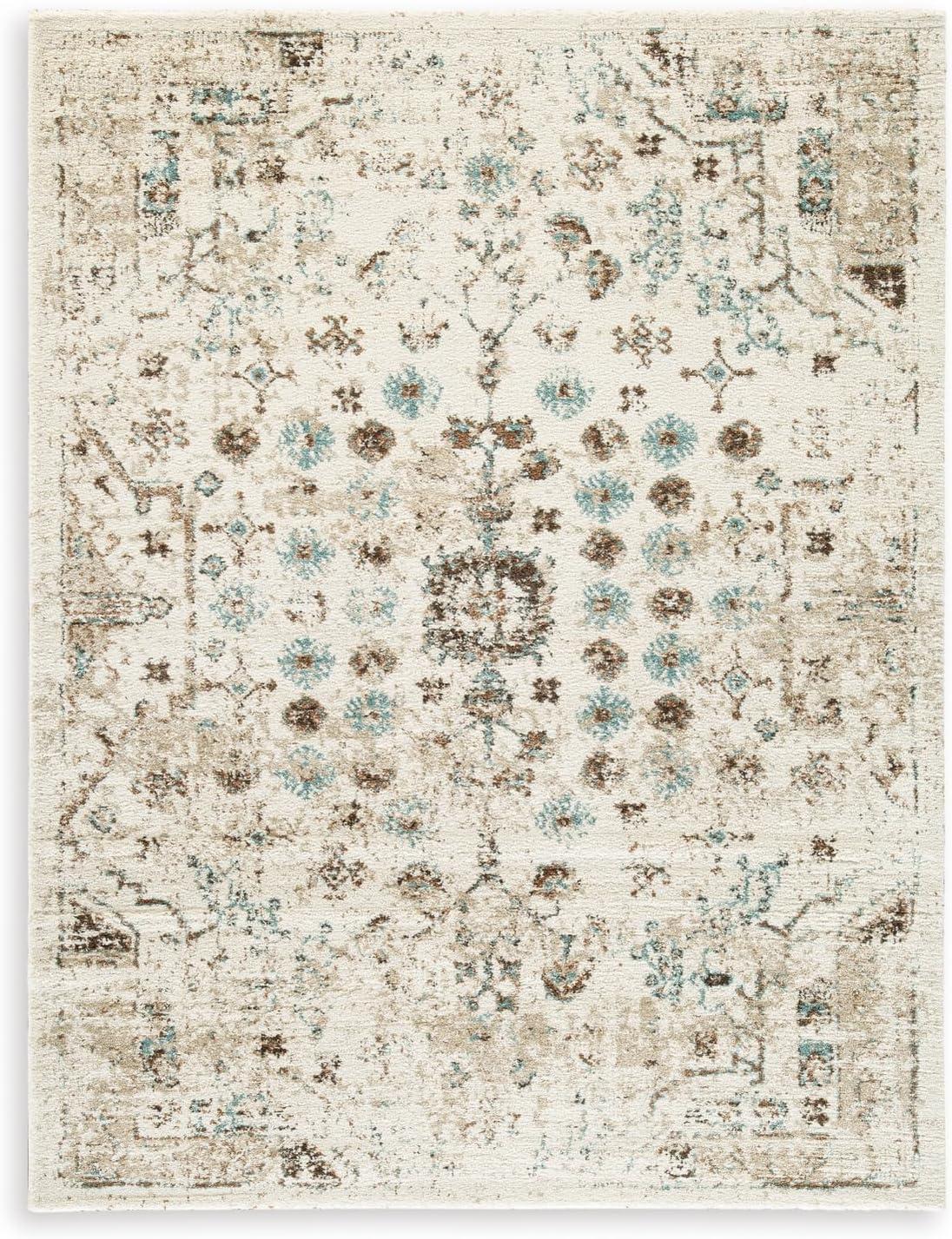 imageSignature Design by Ashley Qaabiz Bohemian 8 x 10 Indoor Medium Pile Geometric Area Rug Light Brown ampamp BlackIvoryBrownTeal