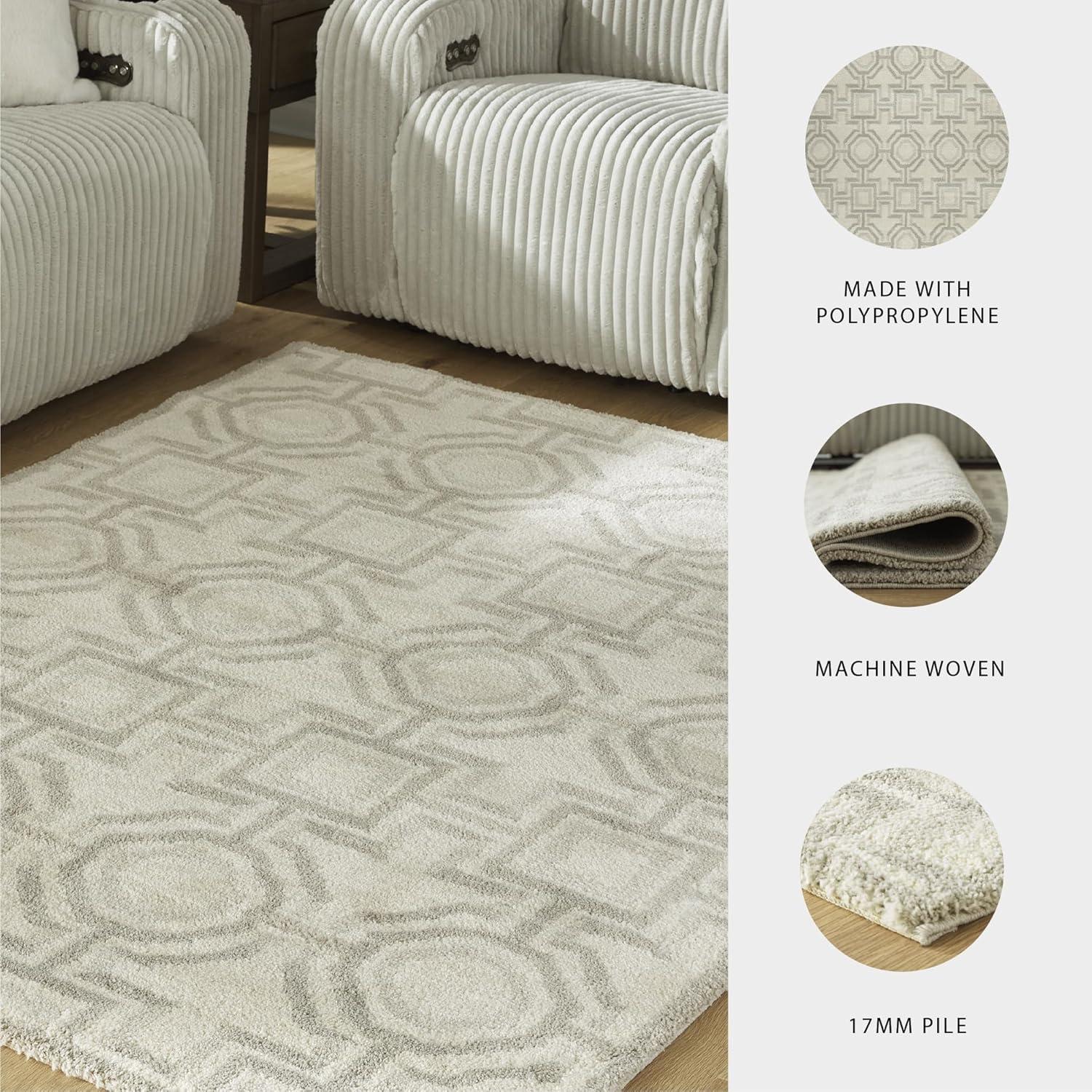 imageSignature Design by Ashley Qaabiz Bohemian 8 x 10 Indoor Medium Pile Geometric Area Rug Light Brown ampamp BlackIvoryGray