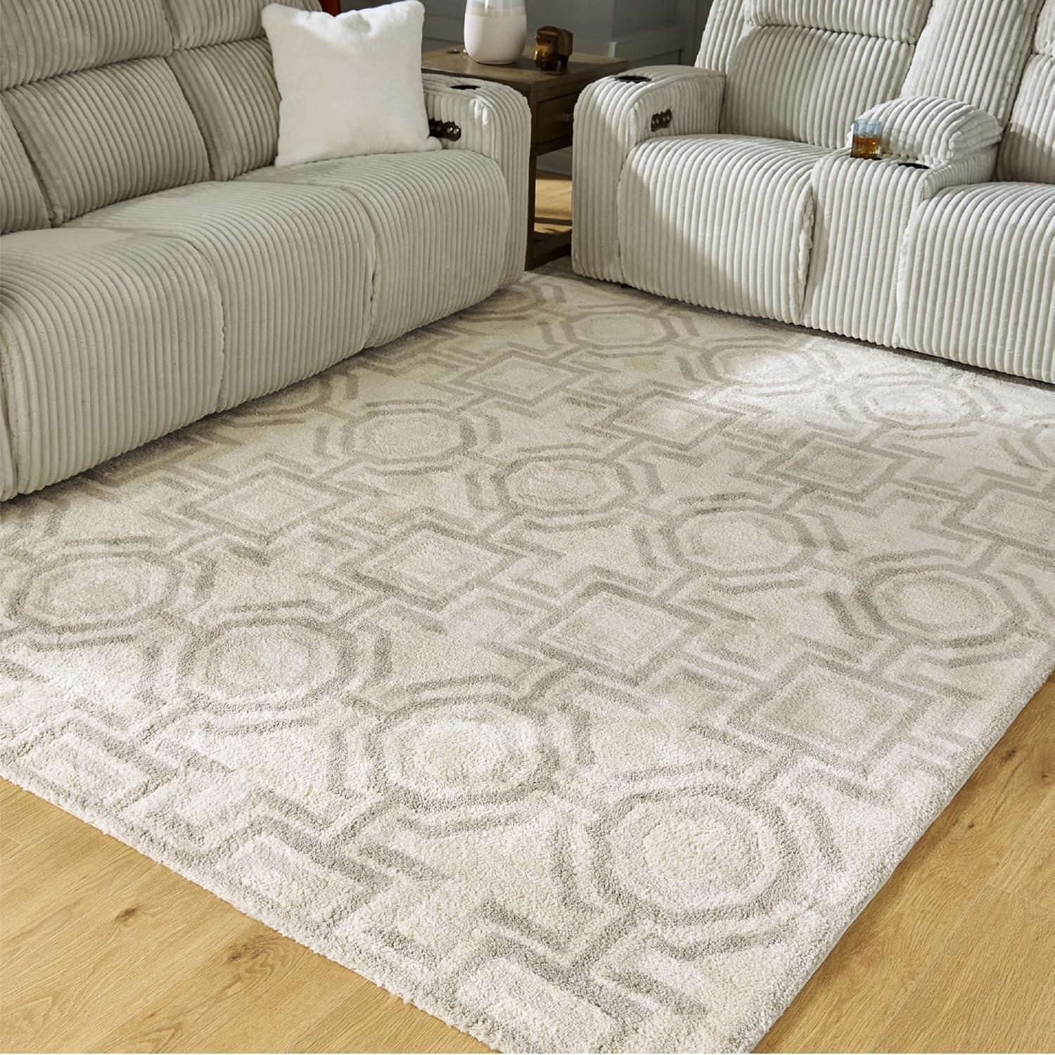 imageSignature Design by Ashley Qaabiz Bohemian 8 x 10 Indoor Medium Pile Geometric Area Rug Light Brown ampamp BlackIvoryGray