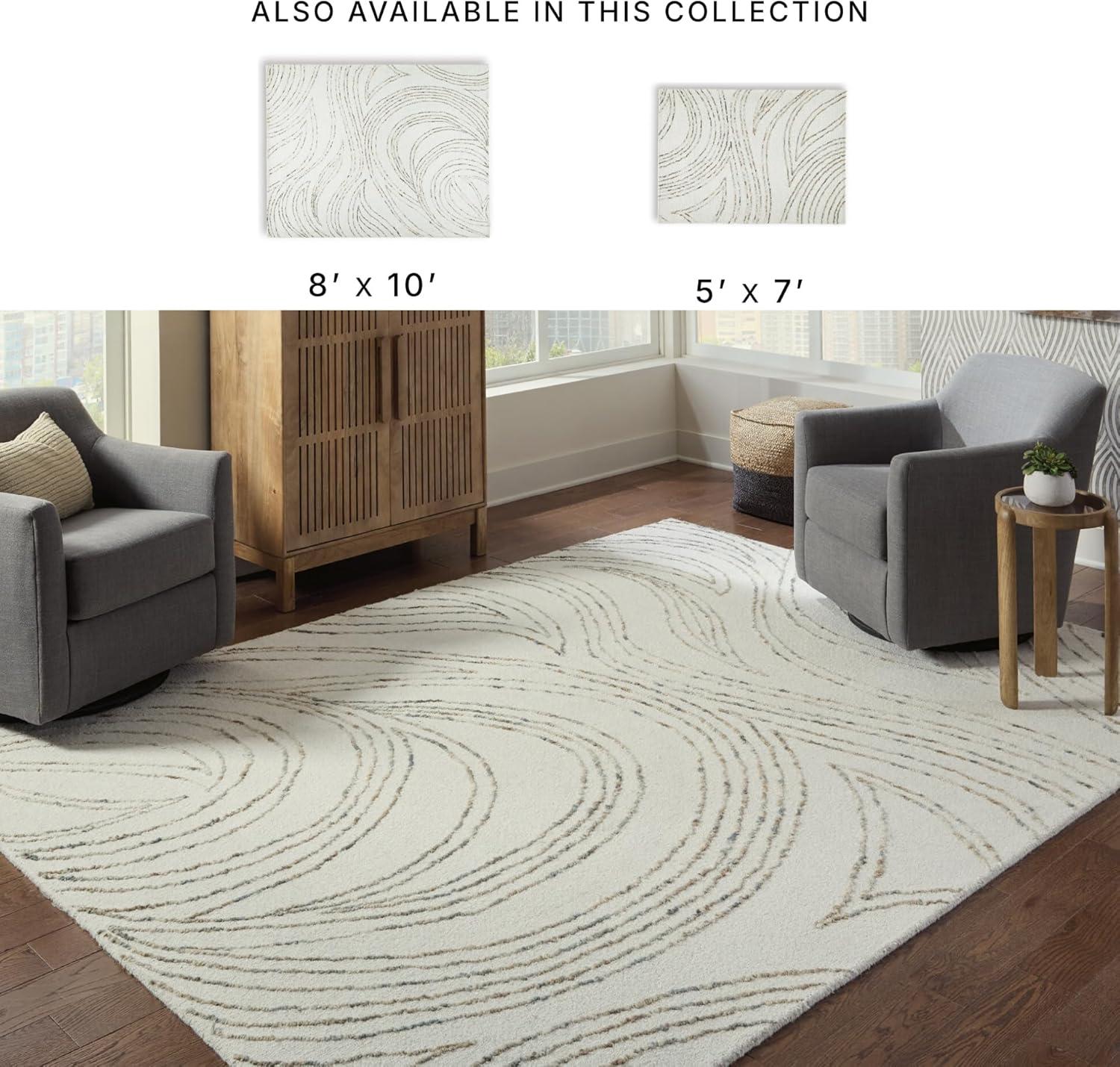 imageSignature Design by Ashley Qaabiz Bohemian 8 x 10 Indoor Medium Pile Geometric Area Rug Light Brown ampamp BlackIvoryGreenBrown