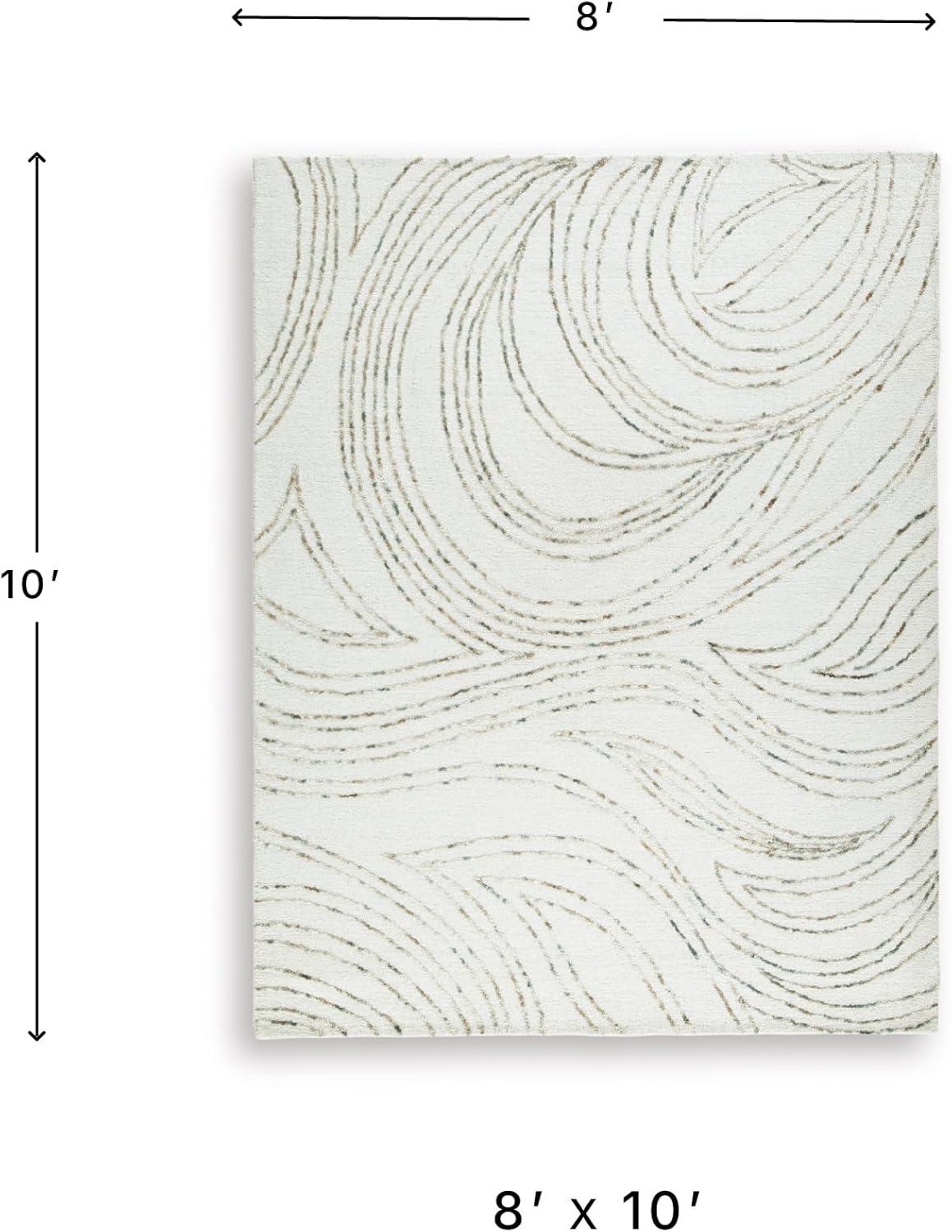 imageSignature Design by Ashley Qaabiz Bohemian 8 x 10 Indoor Medium Pile Geometric Area Rug Light Brown ampamp BlackIvoryGreenBrown