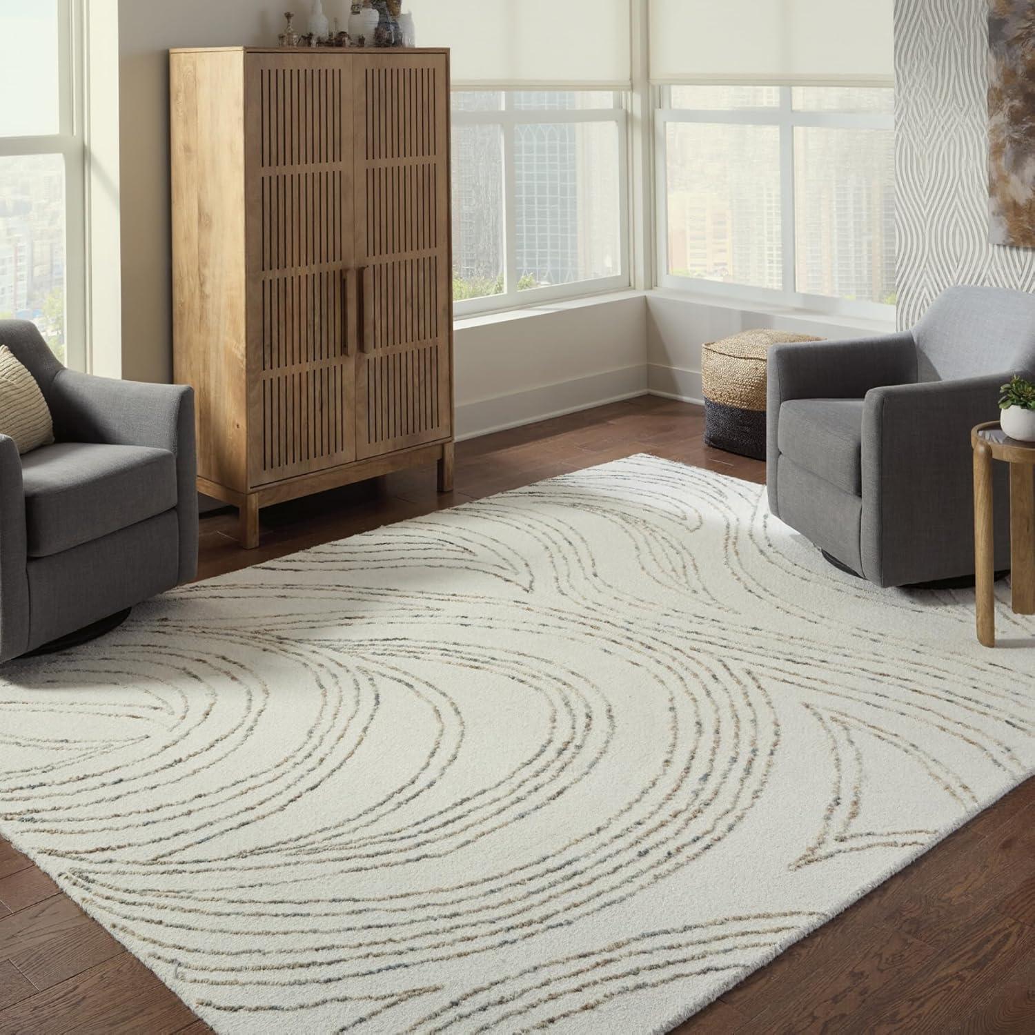 imageSignature Design by Ashley Qaabiz Bohemian 8 x 10 Indoor Medium Pile Geometric Area Rug Light Brown ampamp BlackIvoryGreenBrown