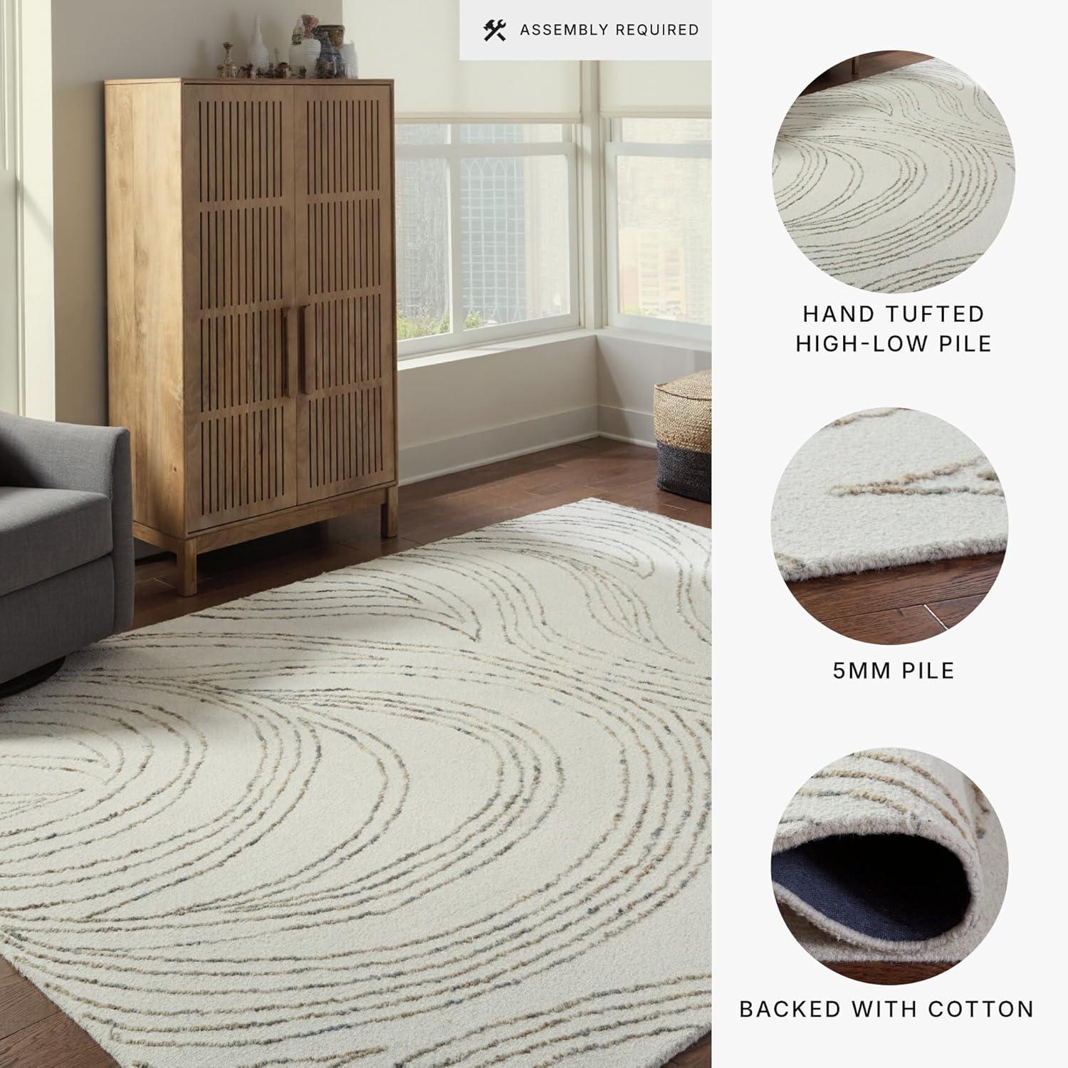 imageSignature Design by Ashley Qaabiz Bohemian 8 x 10 Indoor Medium Pile Geometric Area Rug Light Brown ampamp BlackIvoryGreenBrown