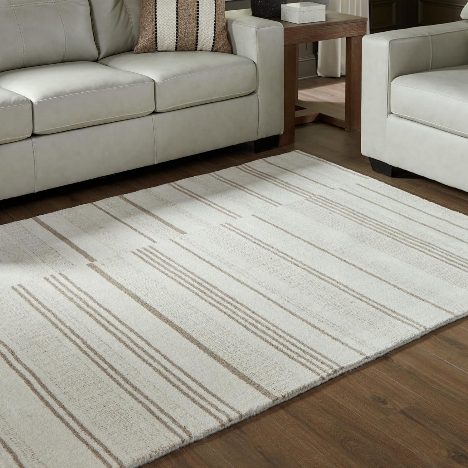 imageSignature Design by Ashley Qaabiz Bohemian 8 x 10 Indoor Medium Pile Geometric Area Rug Light Brown ampamp BlackIvoryTan