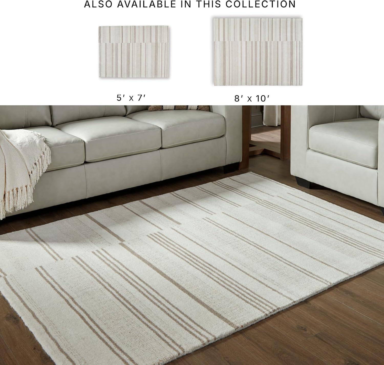 imageSignature Design by Ashley Qaabiz Bohemian 8 x 10 Indoor Medium Pile Geometric Area Rug Light Brown ampamp BlackIvoryTan