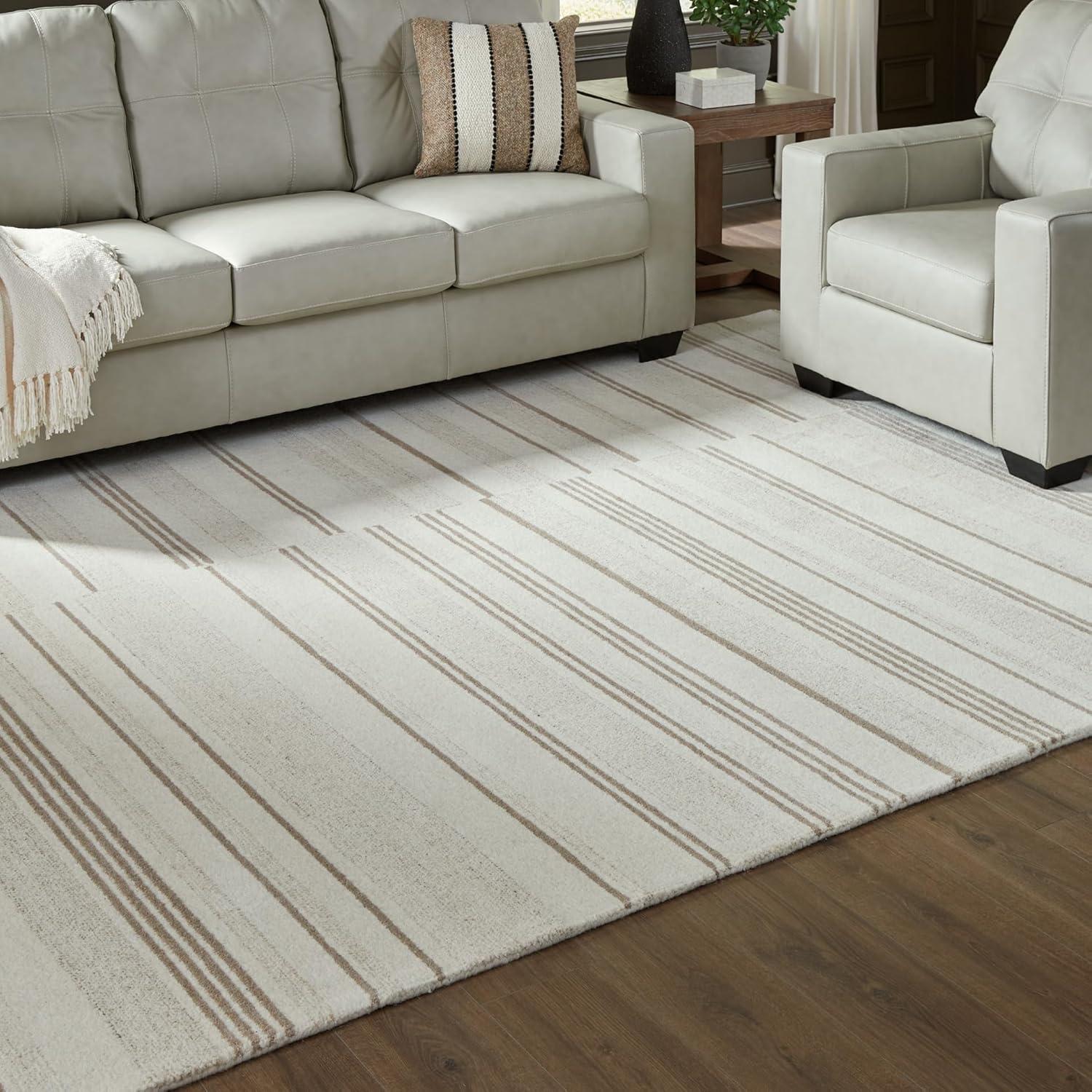 imageSignature Design by Ashley Qaabiz Bohemian 8 x 10 Indoor Medium Pile Geometric Area Rug Light Brown ampamp BlackIvoryTan