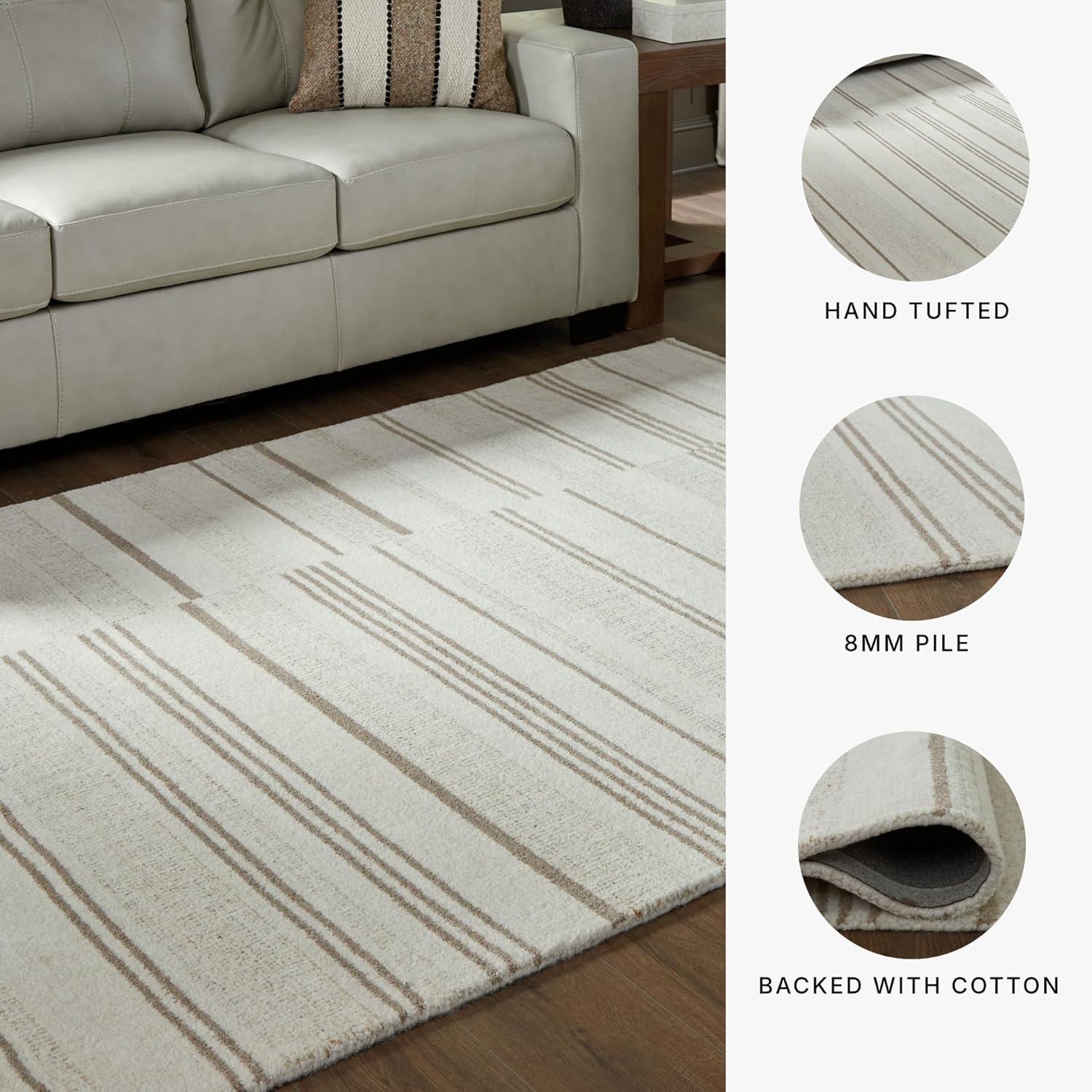 imageSignature Design by Ashley Qaabiz Bohemian 8 x 10 Indoor Medium Pile Geometric Area Rug Light Brown ampamp BlackIvoryTan