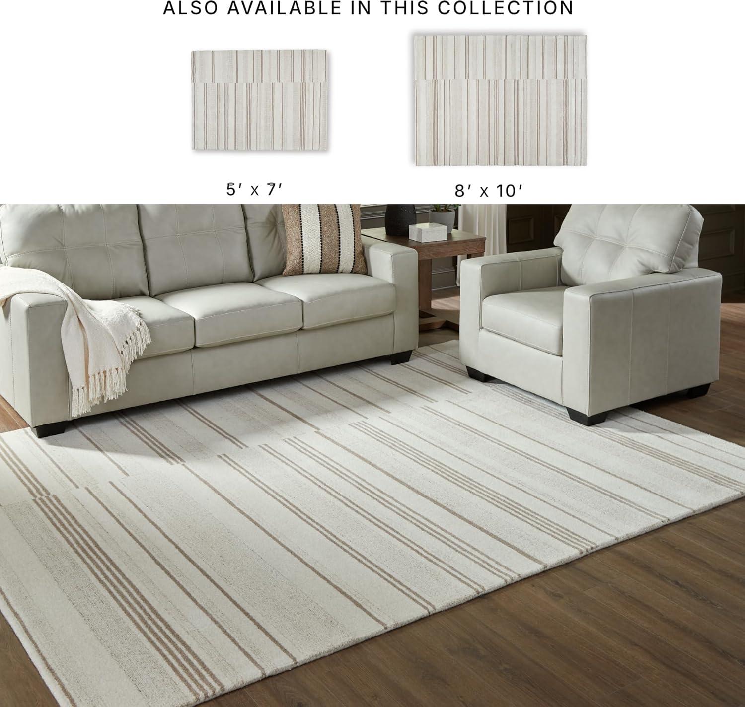 imageSignature Design by Ashley Qaabiz Bohemian 8 x 10 Indoor Medium Pile Geometric Area Rug Light Brown ampamp BlackIvoryTan