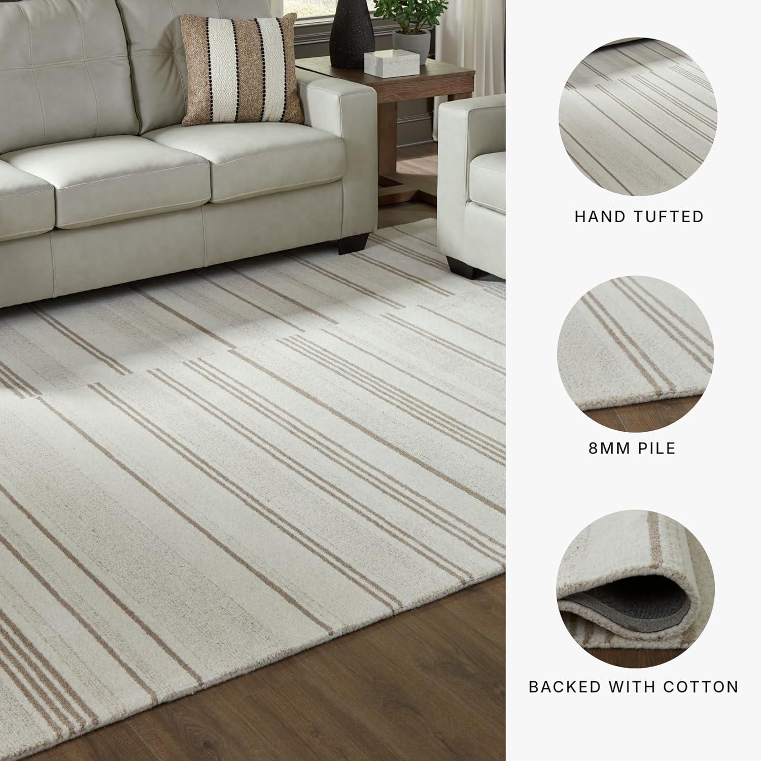 imageSignature Design by Ashley Qaabiz Bohemian 8 x 10 Indoor Medium Pile Geometric Area Rug Light Brown ampamp BlackIvoryTan