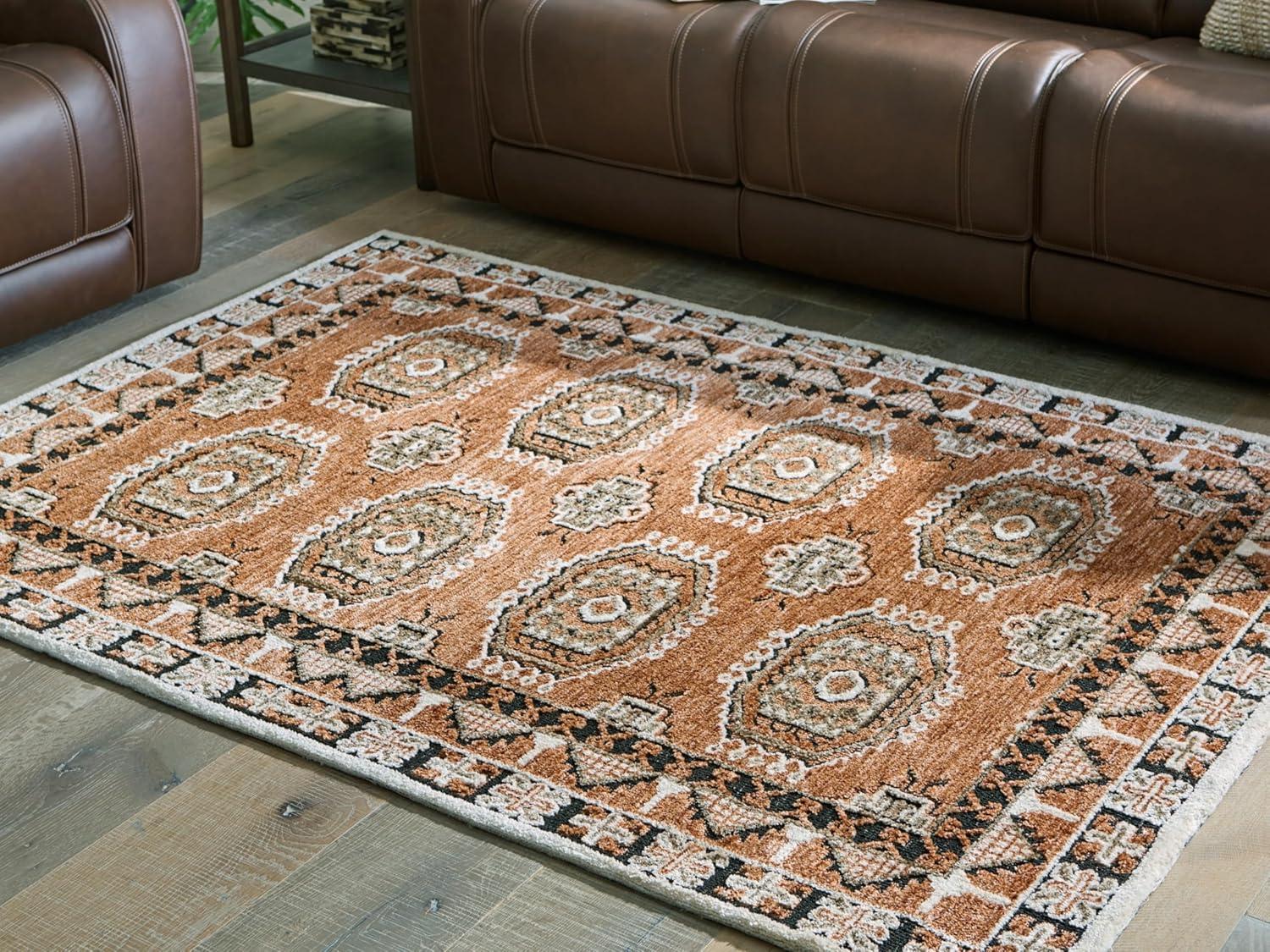 imageSignature Design by Ashley Qaabiz Bohemian 8 x 10 Indoor Medium Pile Geometric Area Rug Light Brown ampamp BlackSiennaIvoryBlack