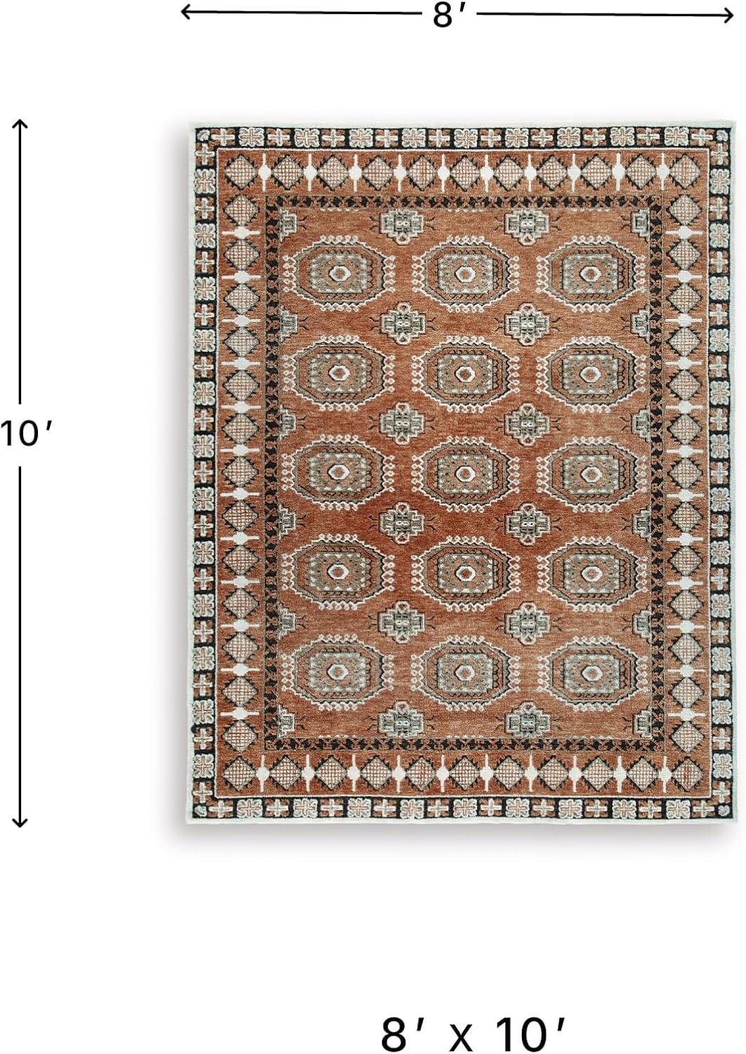 imageSignature Design by Ashley Qaabiz Bohemian 8 x 10 Indoor Medium Pile Geometric Area Rug Light Brown ampamp BlackSiennaIvoryBlack