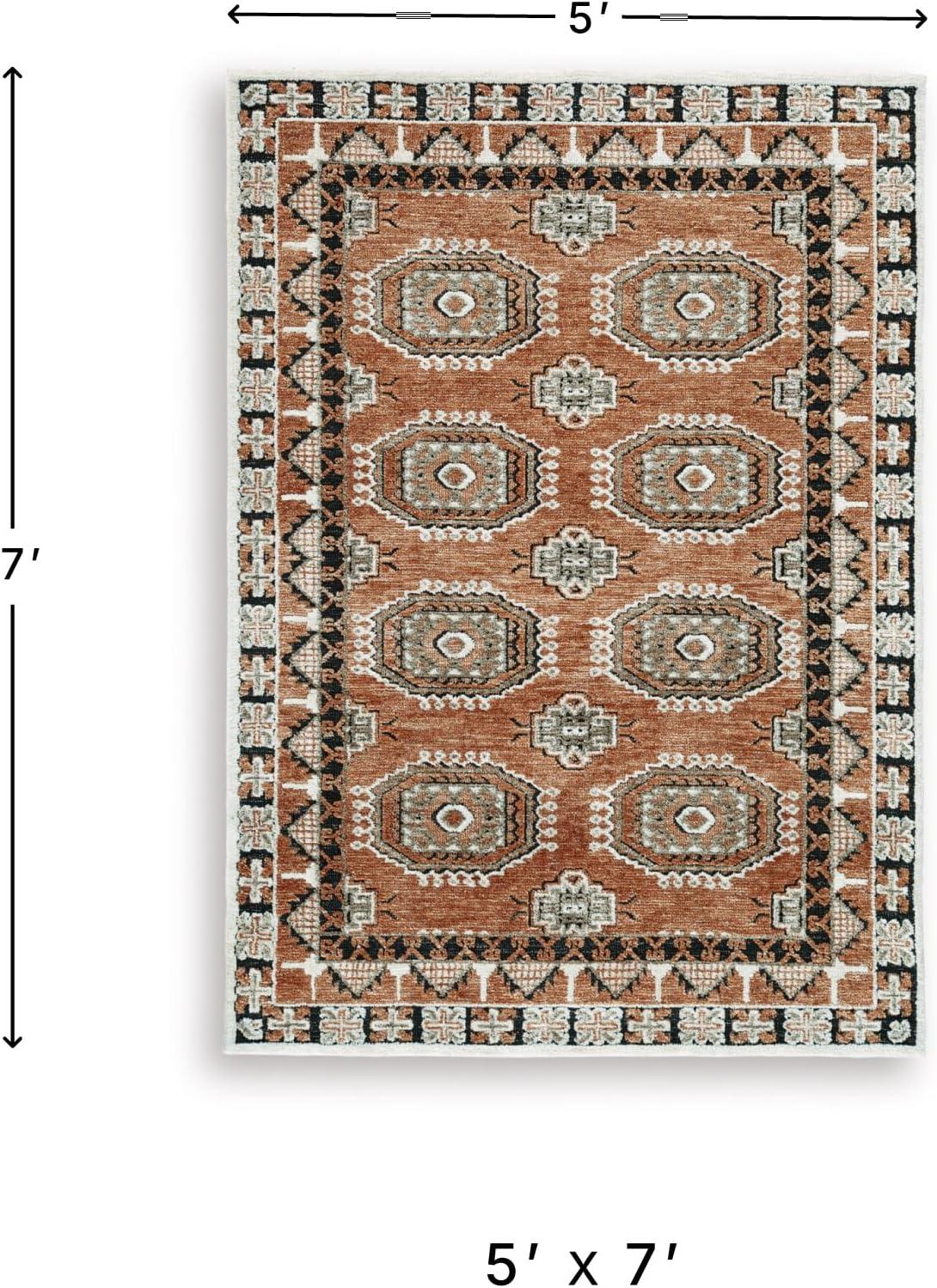 imageSignature Design by Ashley Qaabiz Bohemian 8 x 10 Indoor Medium Pile Geometric Area Rug Light Brown ampamp BlackSiennaIvoryBlack