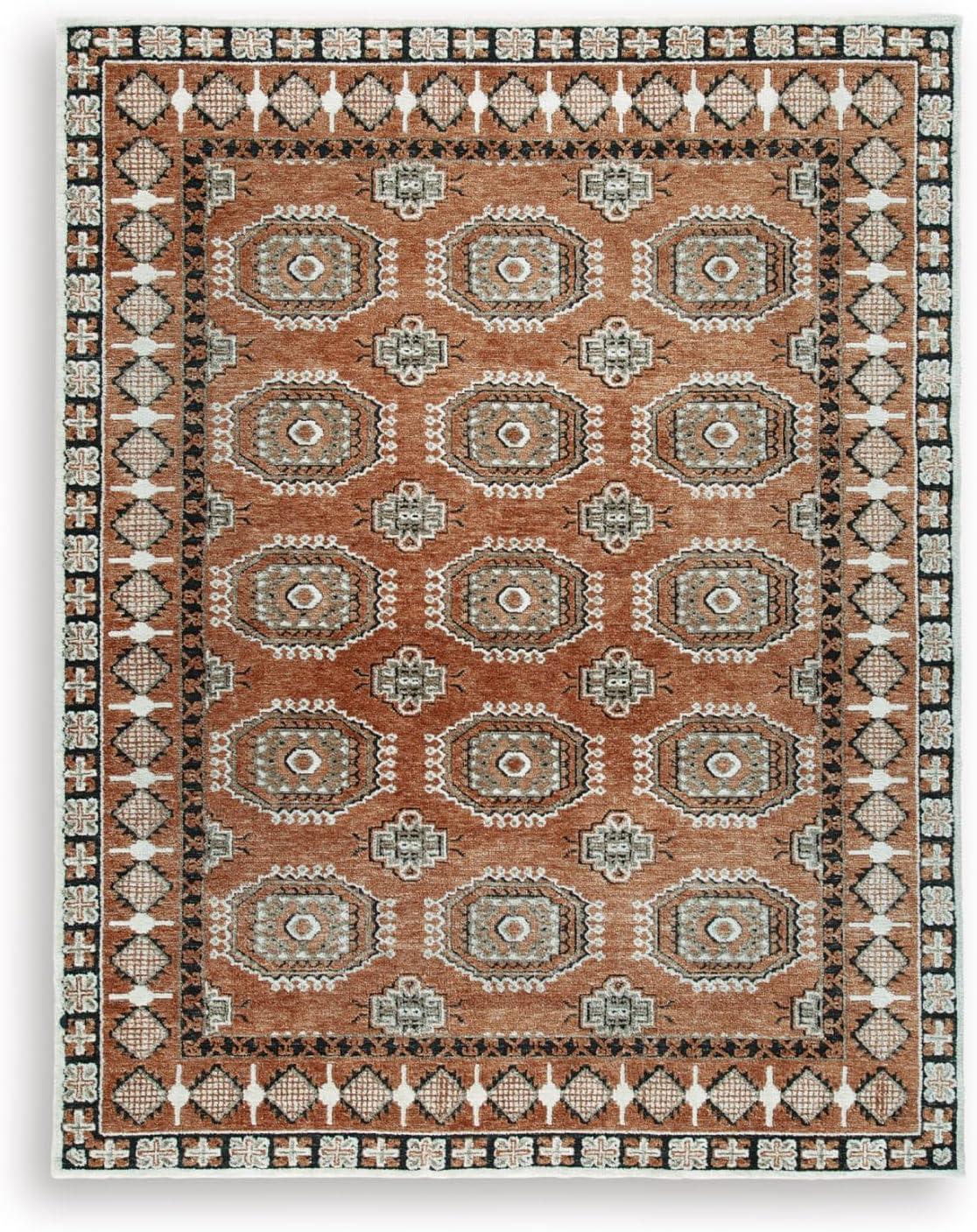 imageSignature Design by Ashley Qaabiz Bohemian 8 x 10 Indoor Medium Pile Geometric Area Rug Light Brown ampamp BlackSiennaIvoryBlack