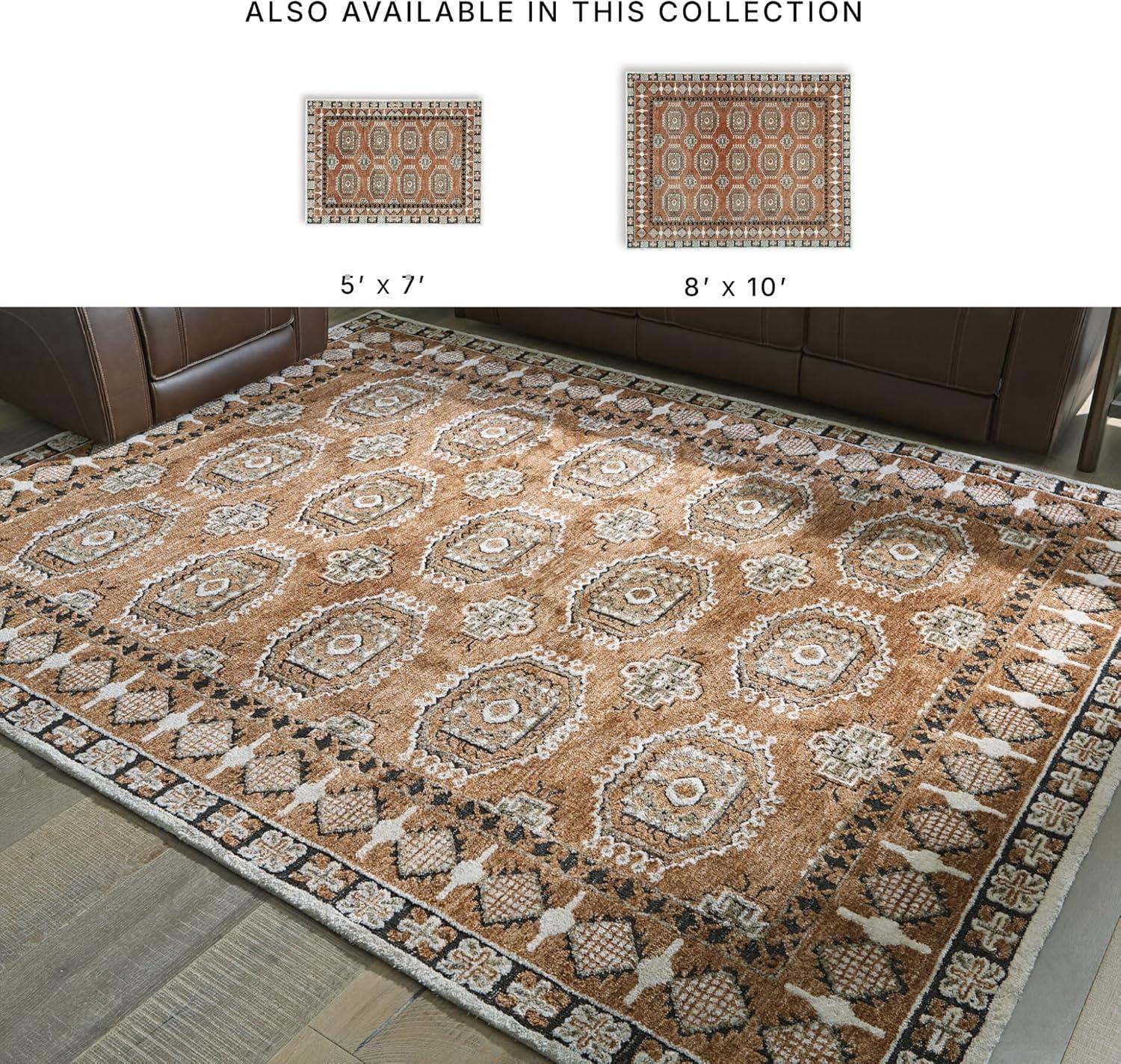 imageSignature Design by Ashley Qaabiz Bohemian 8 x 10 Indoor Medium Pile Geometric Area Rug Light Brown ampamp BlackSiennaIvoryBlack