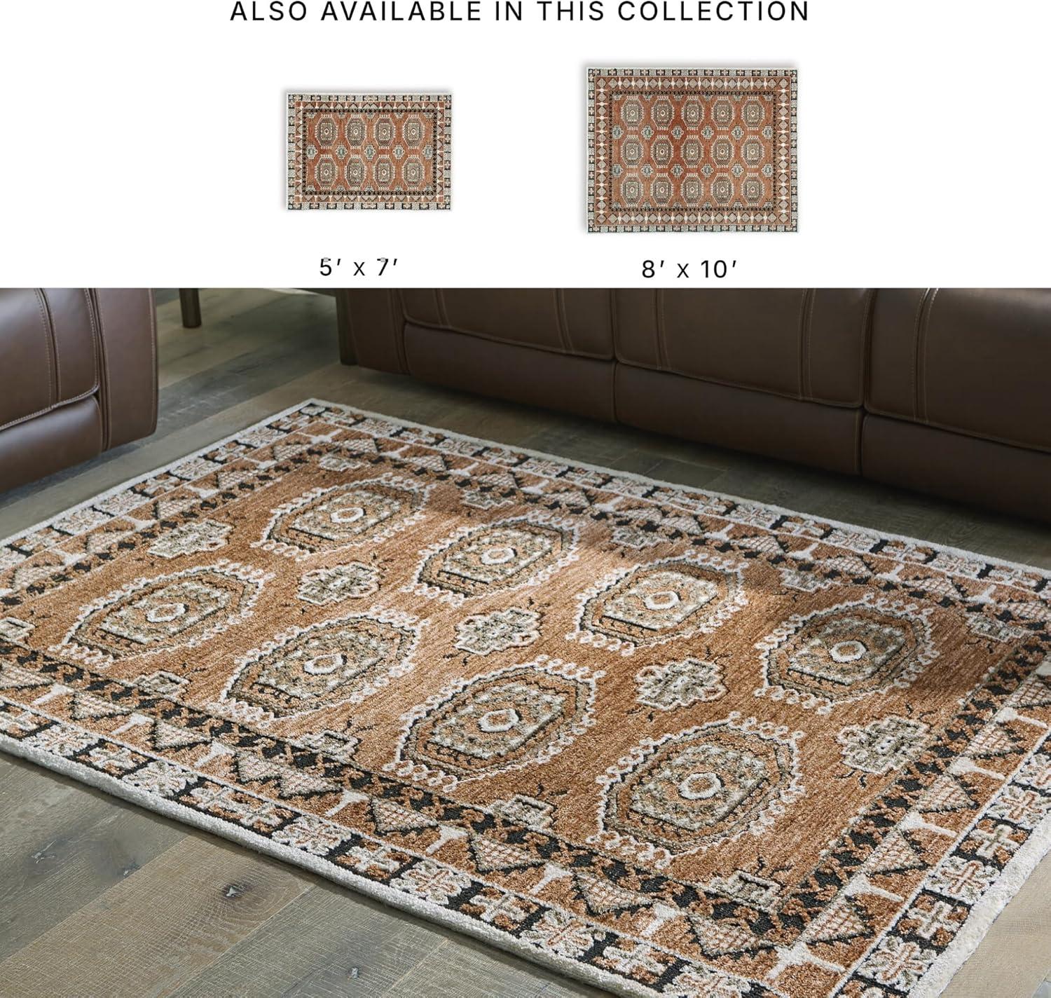 imageSignature Design by Ashley Qaabiz Bohemian 8 x 10 Indoor Medium Pile Geometric Area Rug Light Brown ampamp BlackSiennaIvoryBlack