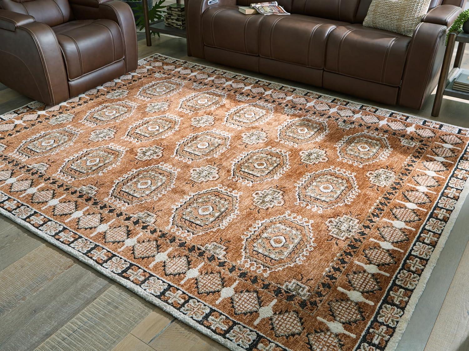 imageSignature Design by Ashley Qaabiz Bohemian 8 x 10 Indoor Medium Pile Geometric Area Rug Light Brown ampamp BlackSiennaIvoryBlack