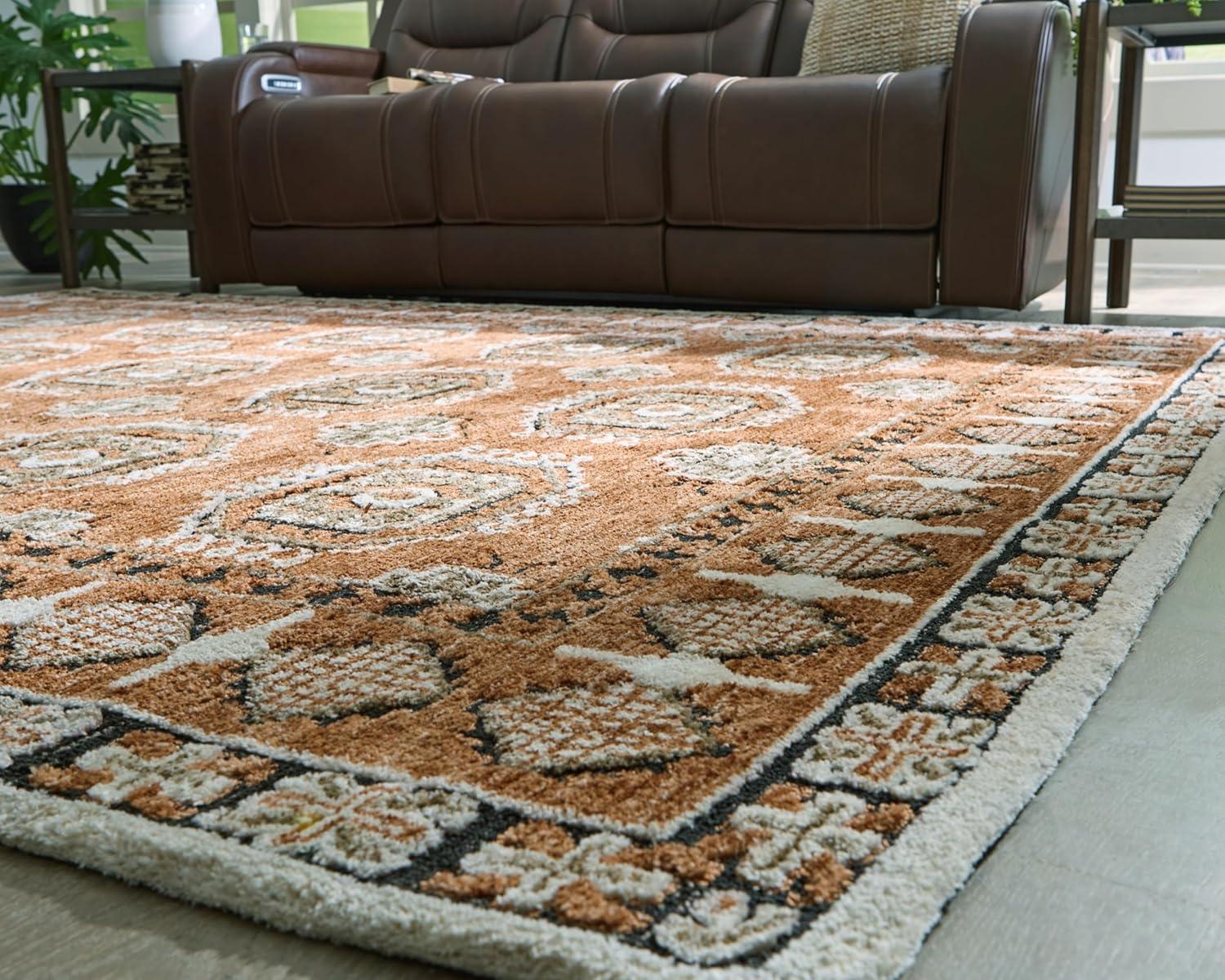 imageSignature Design by Ashley Qaabiz Bohemian 8 x 10 Indoor Medium Pile Geometric Area Rug Light Brown ampamp BlackSiennaIvoryBlack