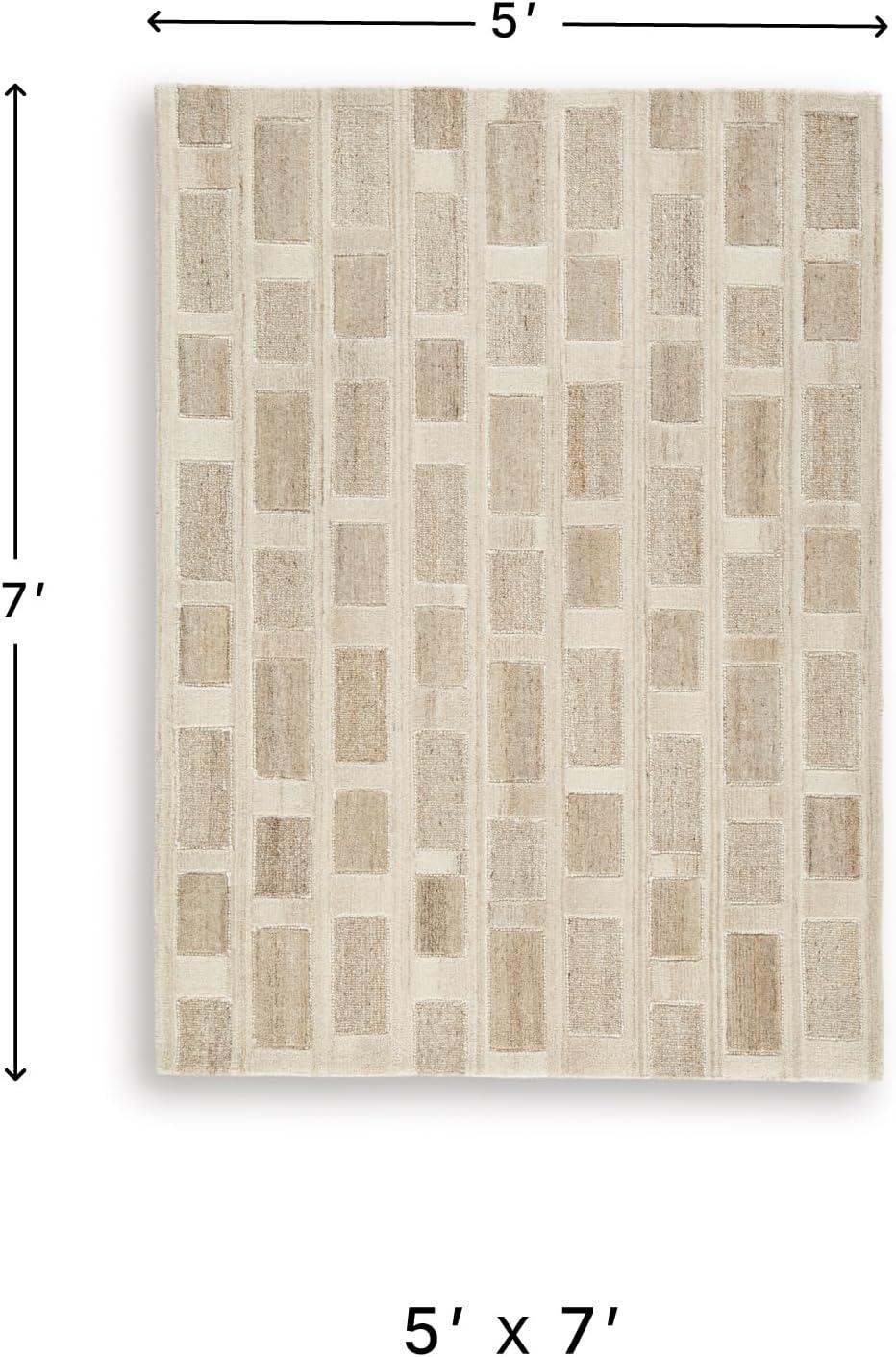 imageSignature Design by Ashley Qaabiz Bohemian 8 x 10 Indoor Medium Pile Geometric Area Rug Light Brown ampamp BlackTanBrownWhite