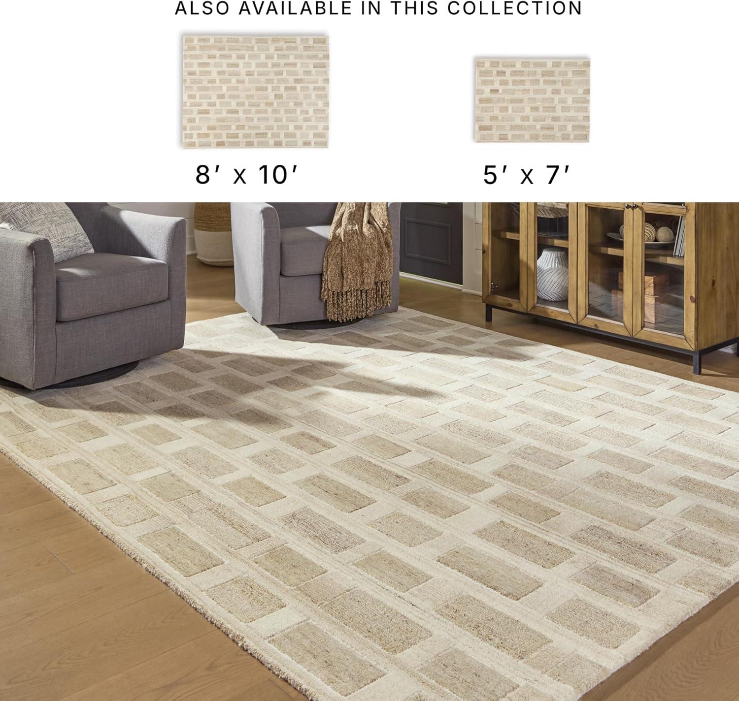 imageSignature Design by Ashley Qaabiz Bohemian 8 x 10 Indoor Medium Pile Geometric Area Rug Light Brown ampamp BlackTanBrownWhite
