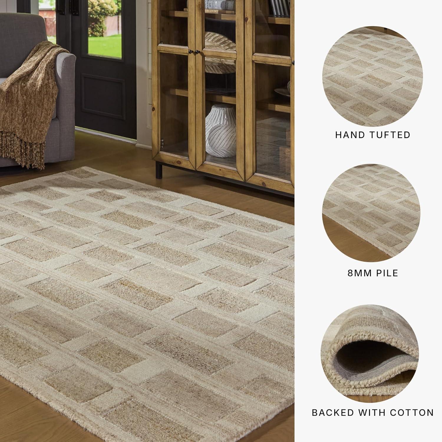 imageSignature Design by Ashley Qaabiz Bohemian 8 x 10 Indoor Medium Pile Geometric Area Rug Light Brown ampamp BlackTanBrownWhite