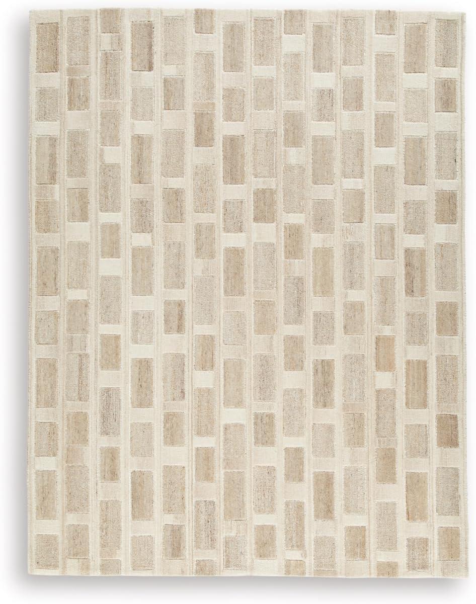 imageSignature Design by Ashley Qaabiz Bohemian 8 x 10 Indoor Medium Pile Geometric Area Rug Light Brown ampamp BlackTanBrownWhite