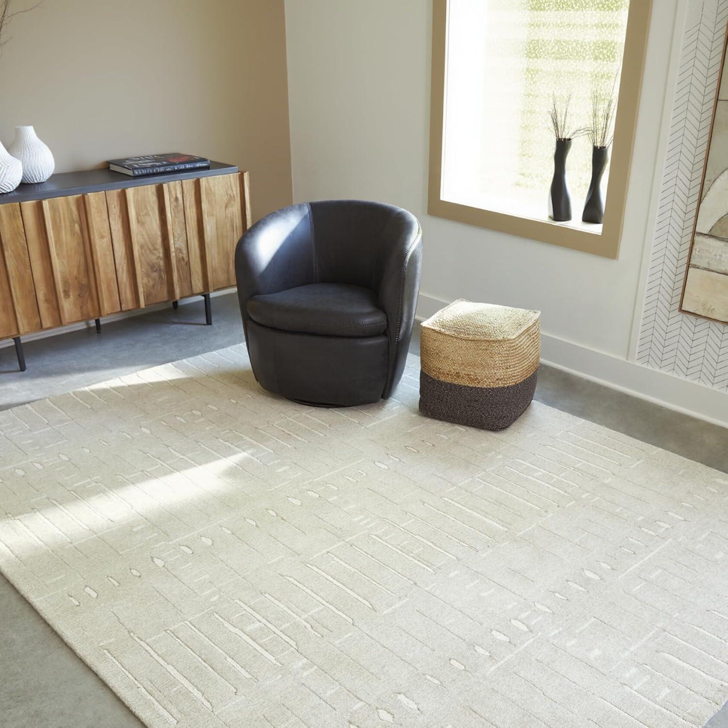 imageSignature Design by Ashley Qaabiz Bohemian 8 x 10 Indoor Medium Pile Geometric Area Rug Light Brown ampamp BlackTanIvory