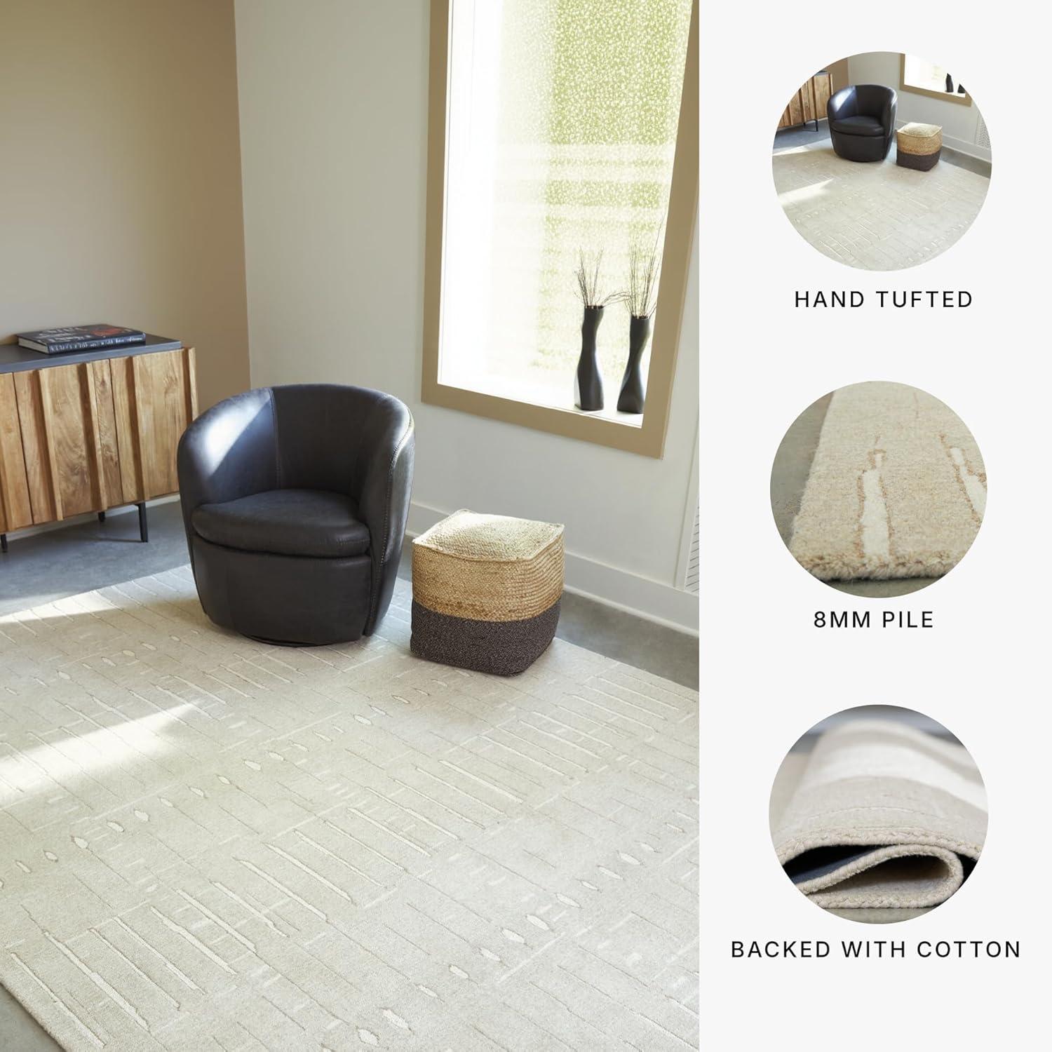 imageSignature Design by Ashley Qaabiz Bohemian 8 x 10 Indoor Medium Pile Geometric Area Rug Light Brown ampamp BlackTanIvory