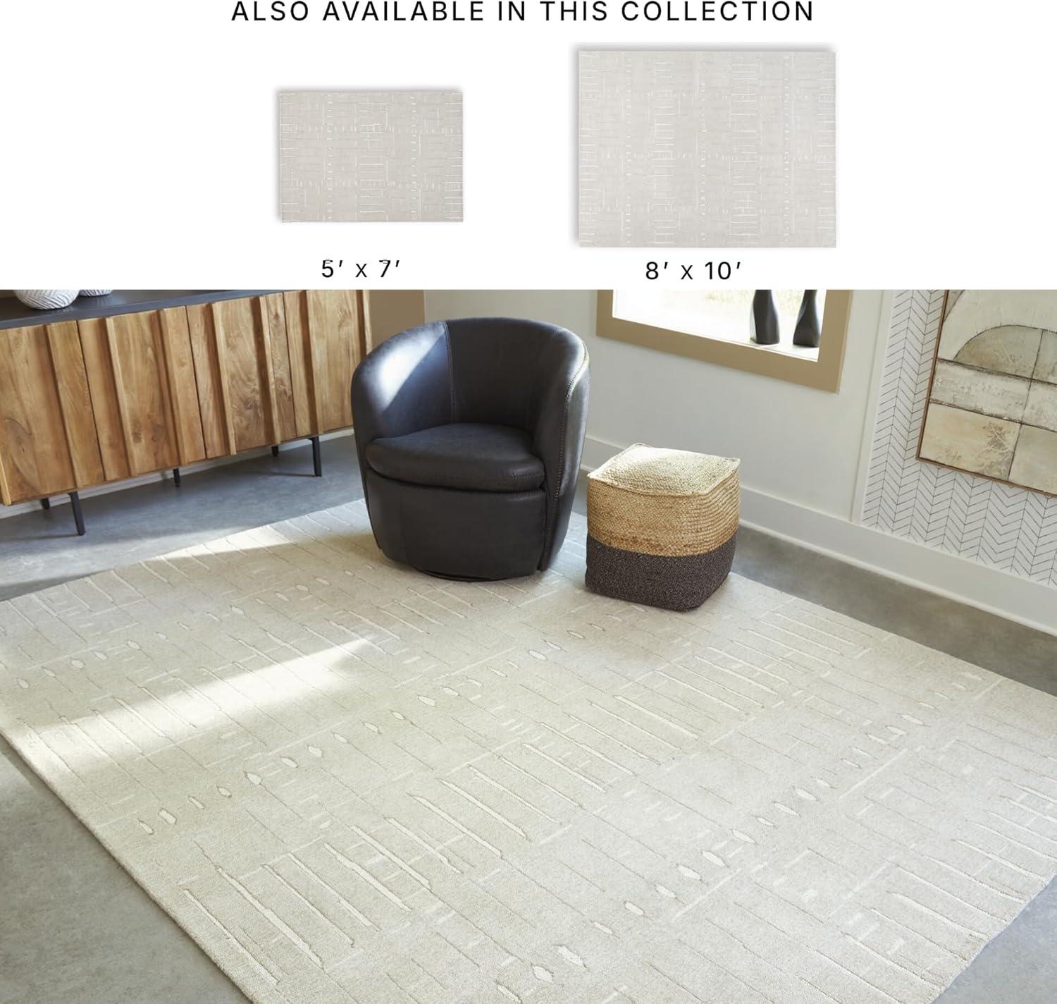 imageSignature Design by Ashley Qaabiz Bohemian 8 x 10 Indoor Medium Pile Geometric Area Rug Light Brown ampamp BlackTanIvory