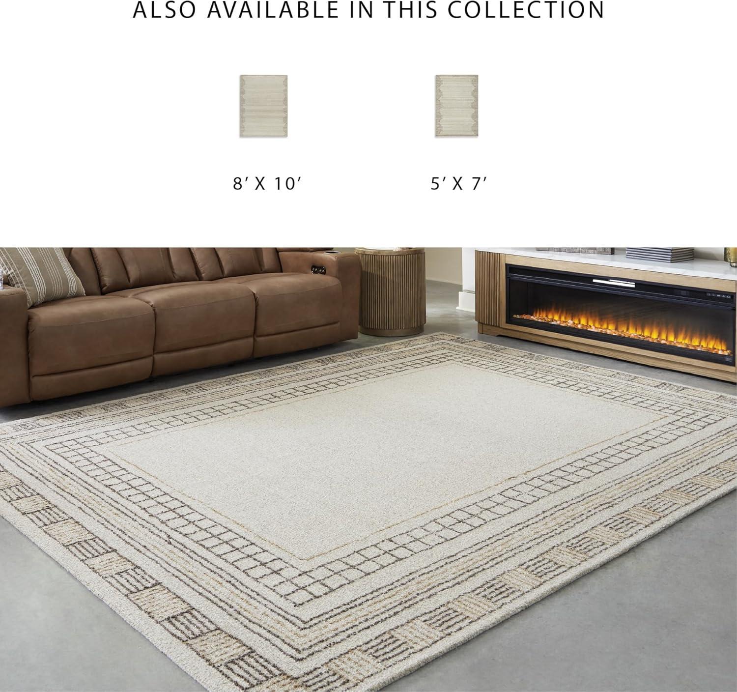 imageSignature Design by Ashley Qaabiz Bohemian 8 x 10 Indoor Medium Pile Geometric Area Rug Light Brown ampamp BlackTaupeBrown