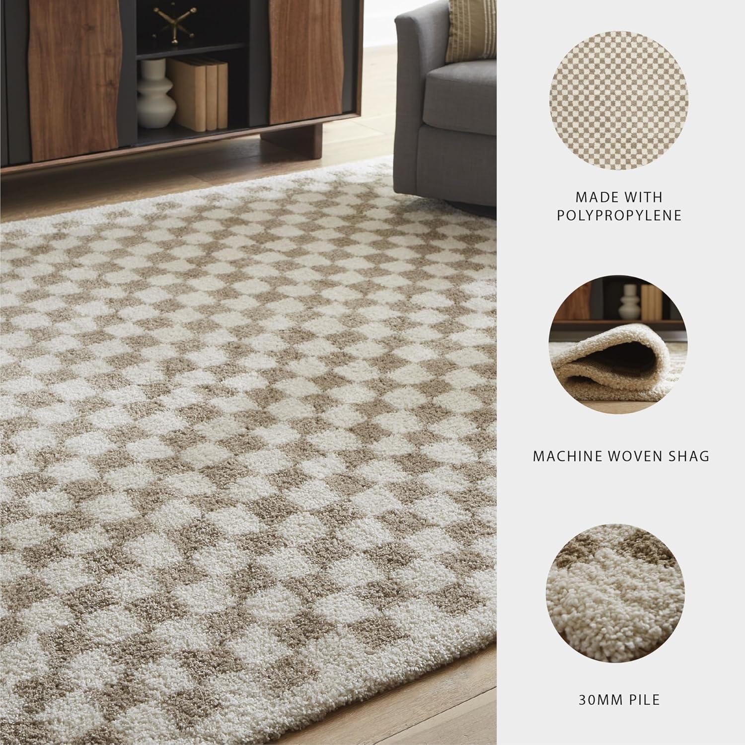 imageSignature Design by Ashley Qaabiz Bohemian 8 x 10 Indoor Medium Pile Geometric Area Rug Light Brown ampamp BlackTaupeIvory