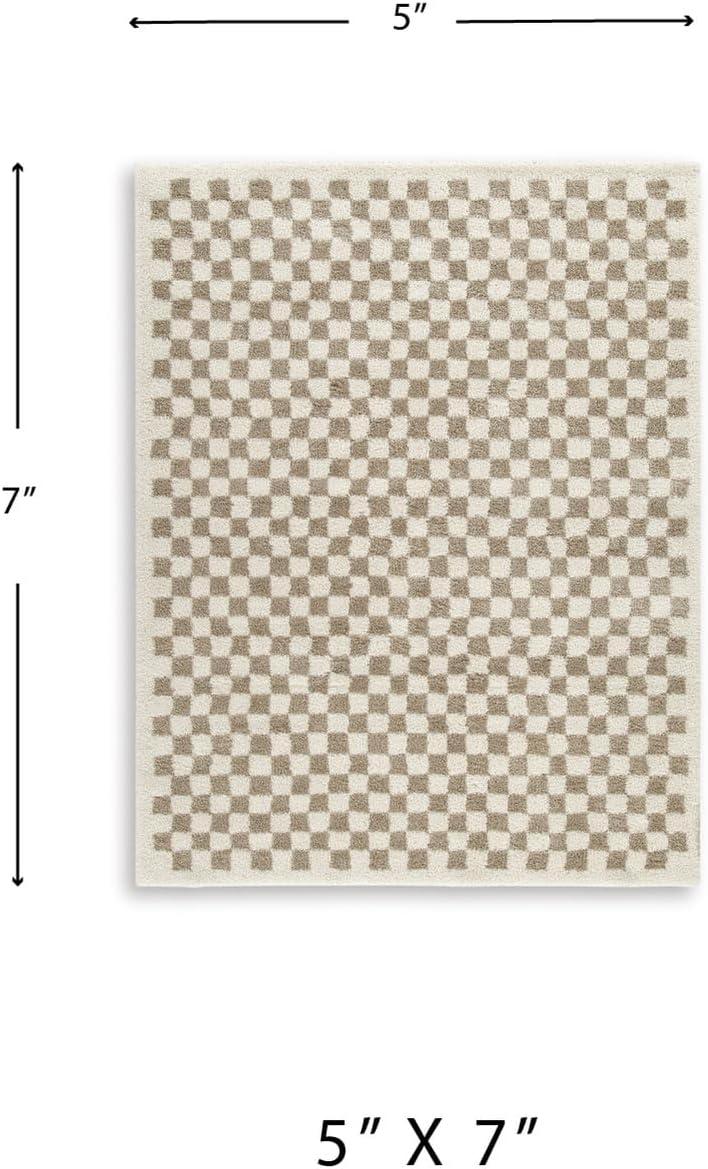 imageSignature Design by Ashley Qaabiz Bohemian 8 x 10 Indoor Medium Pile Geometric Area Rug Light Brown ampamp BlackTaupeIvory