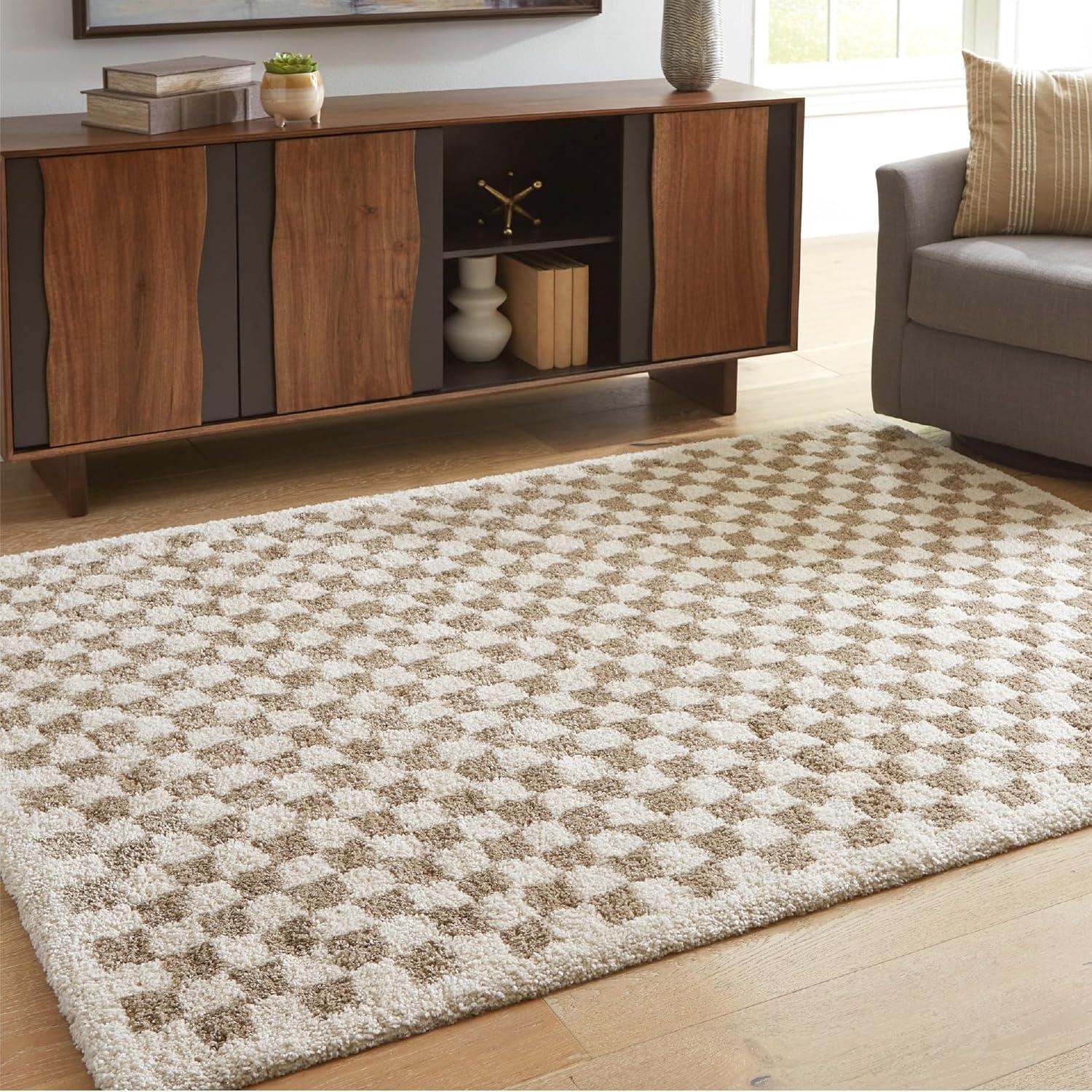 imageSignature Design by Ashley Qaabiz Bohemian 8 x 10 Indoor Medium Pile Geometric Area Rug Light Brown ampamp BlackTaupeIvory