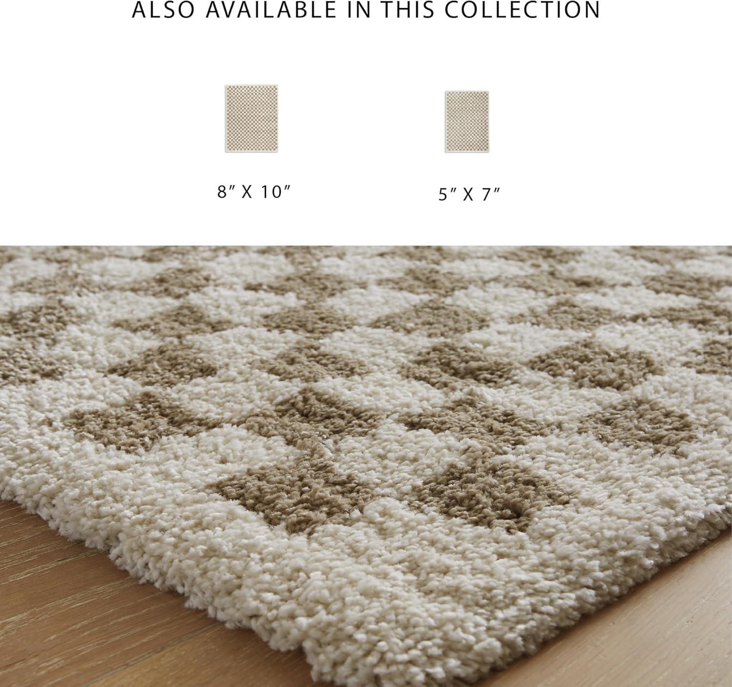 imageSignature Design by Ashley Qaabiz Bohemian 8 x 10 Indoor Medium Pile Geometric Area Rug Light Brown ampamp BlackTaupeIvory