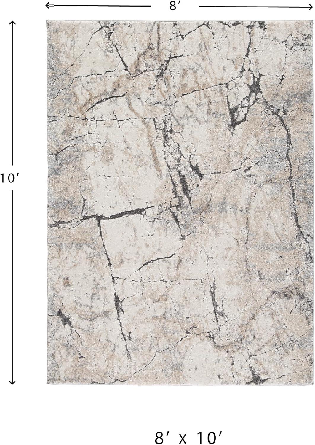 imageSignature Design by Ashley Qaabiz Bohemian 8 x 10 Indoor Medium Pile Geometric Area Rug Light Brown ampamp BlackWhite and Gray Marble