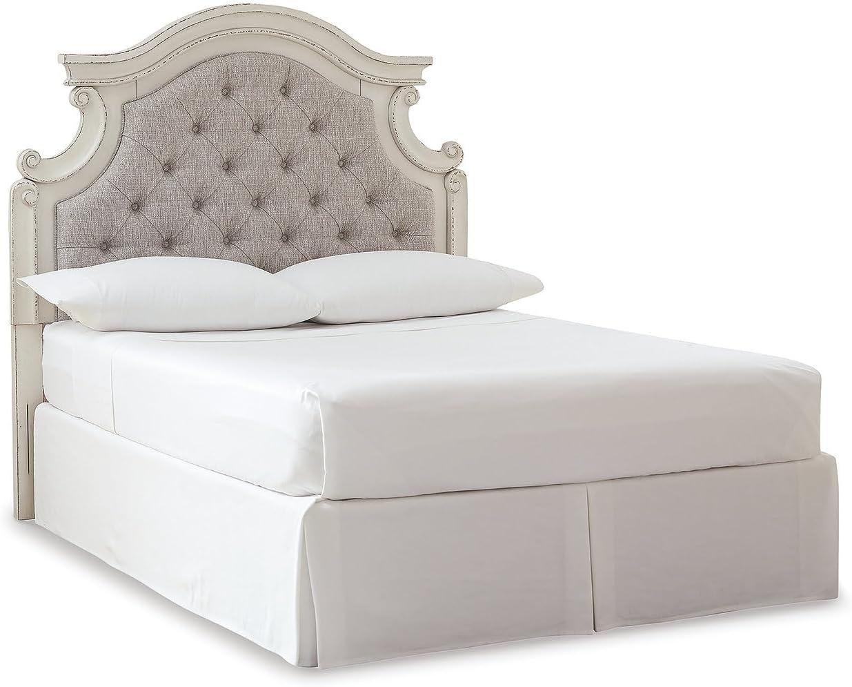 imageSignature Design by Ashley Realyn Traditional Upholstered Tufted Twin Platform Daybed with 1 Large Drawer Foundation or Box Spring Not Needed White ampamp BeigeFull