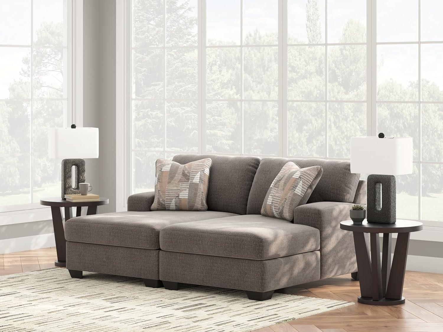 imageSignature Design by Ashley Revenna Casual Square Upholstered Oversized Accent Ottoman GrayDark Gray