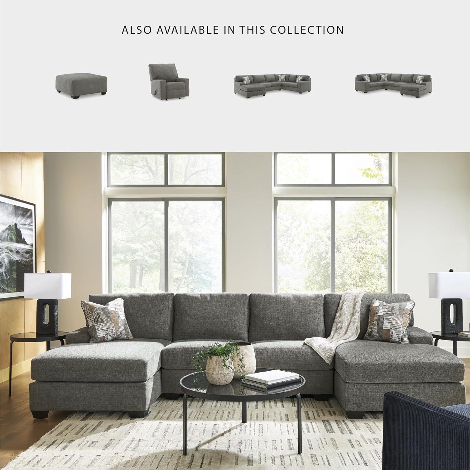 imageSignature Design by Ashley Revenna Casual Square Upholstered Oversized Accent Ottoman GrayDark Gray
