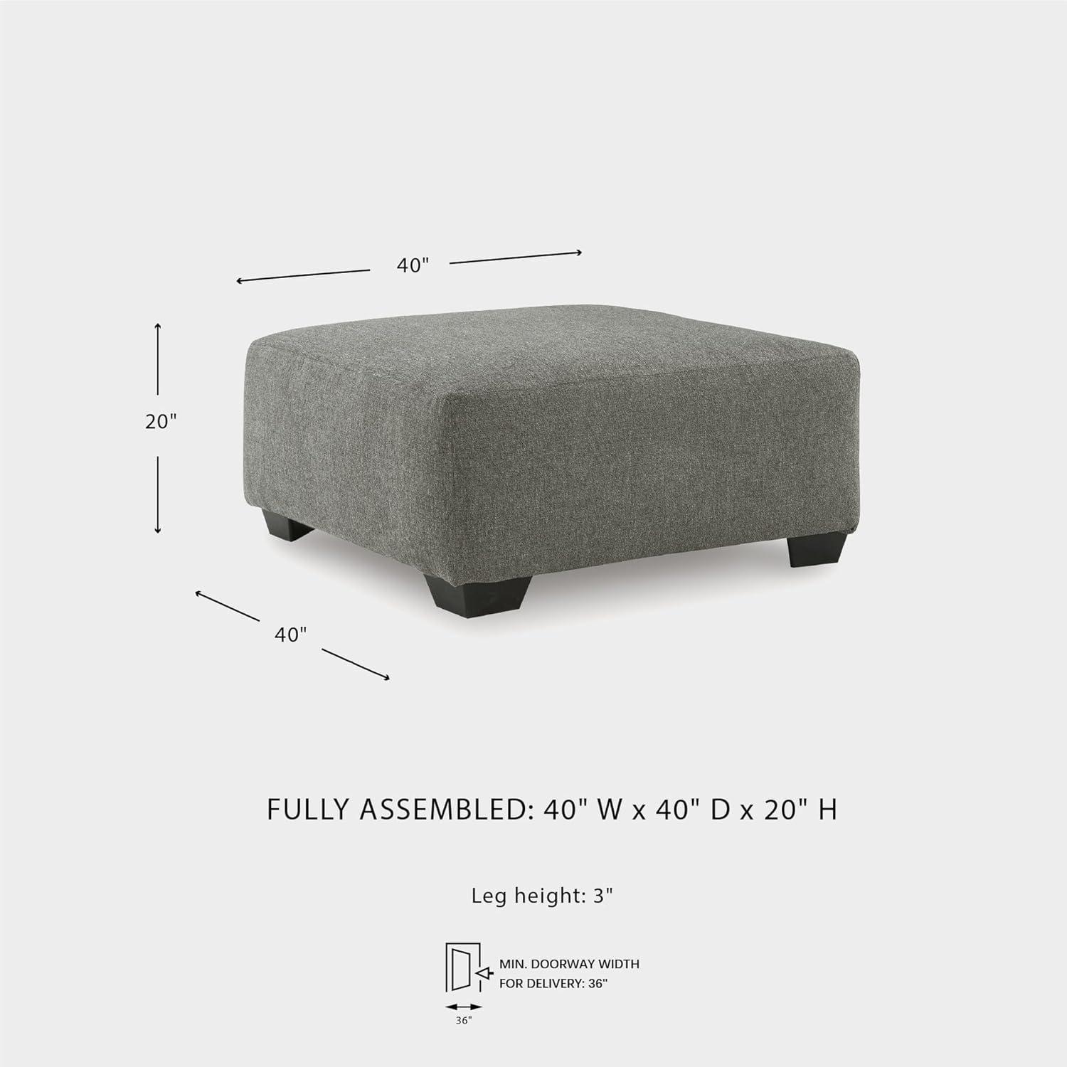imageSignature Design by Ashley Revenna Casual Square Upholstered Oversized Accent Ottoman GrayDark Gray